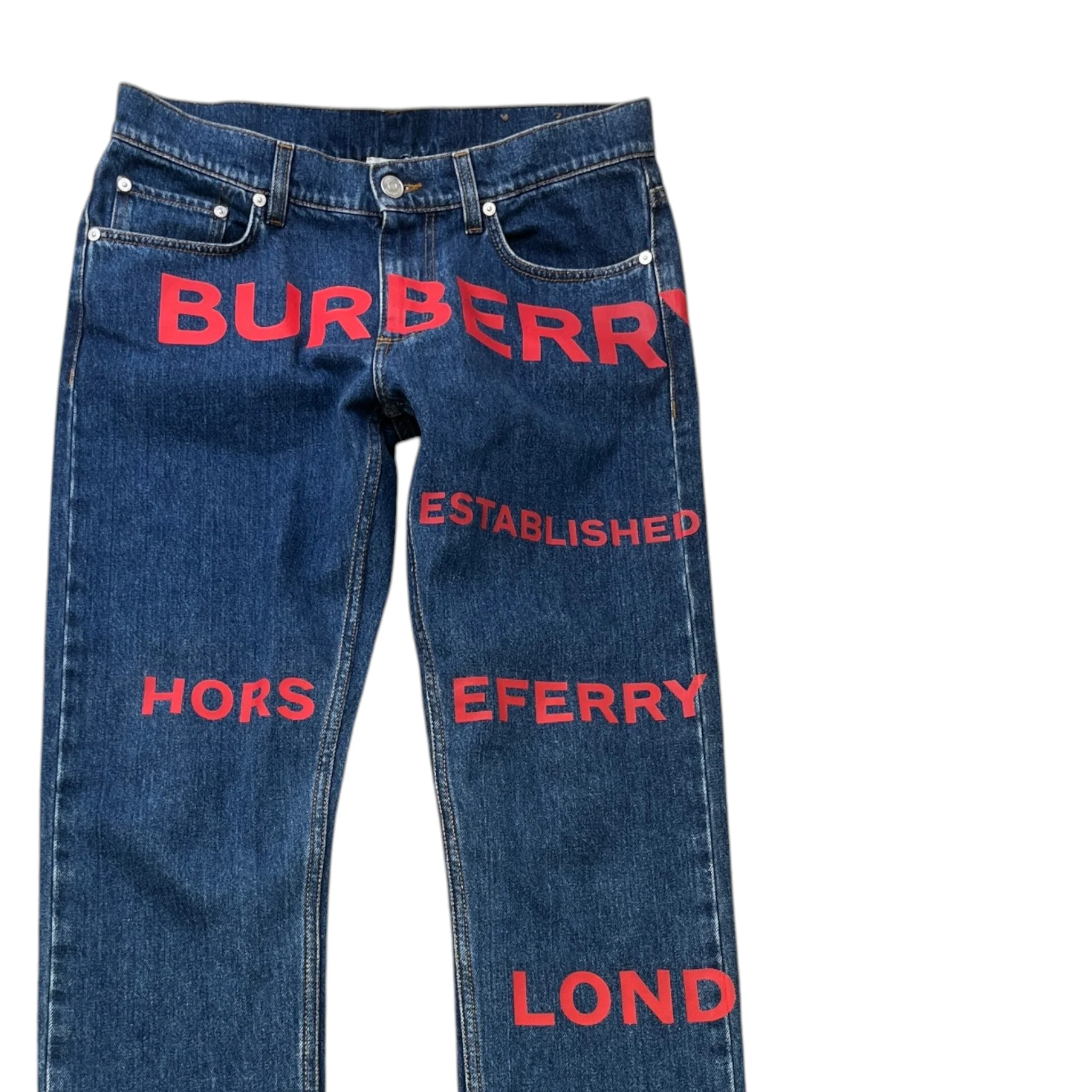 Men's Horseferry Print Jeans Blue Size Waist 32" - Image 3