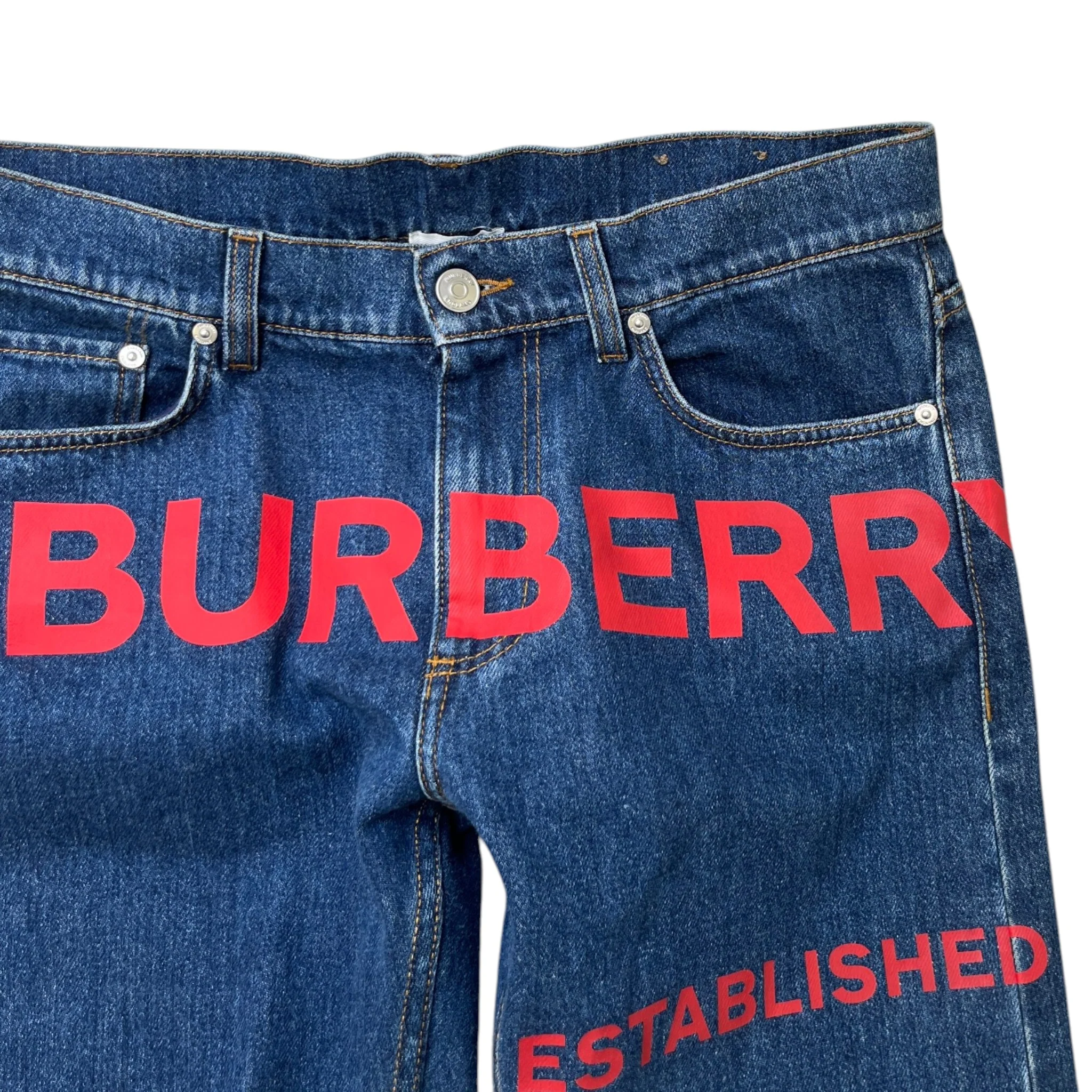 Men's Horseferry Print Jeans Blue Size Waist 32" - Image 5
