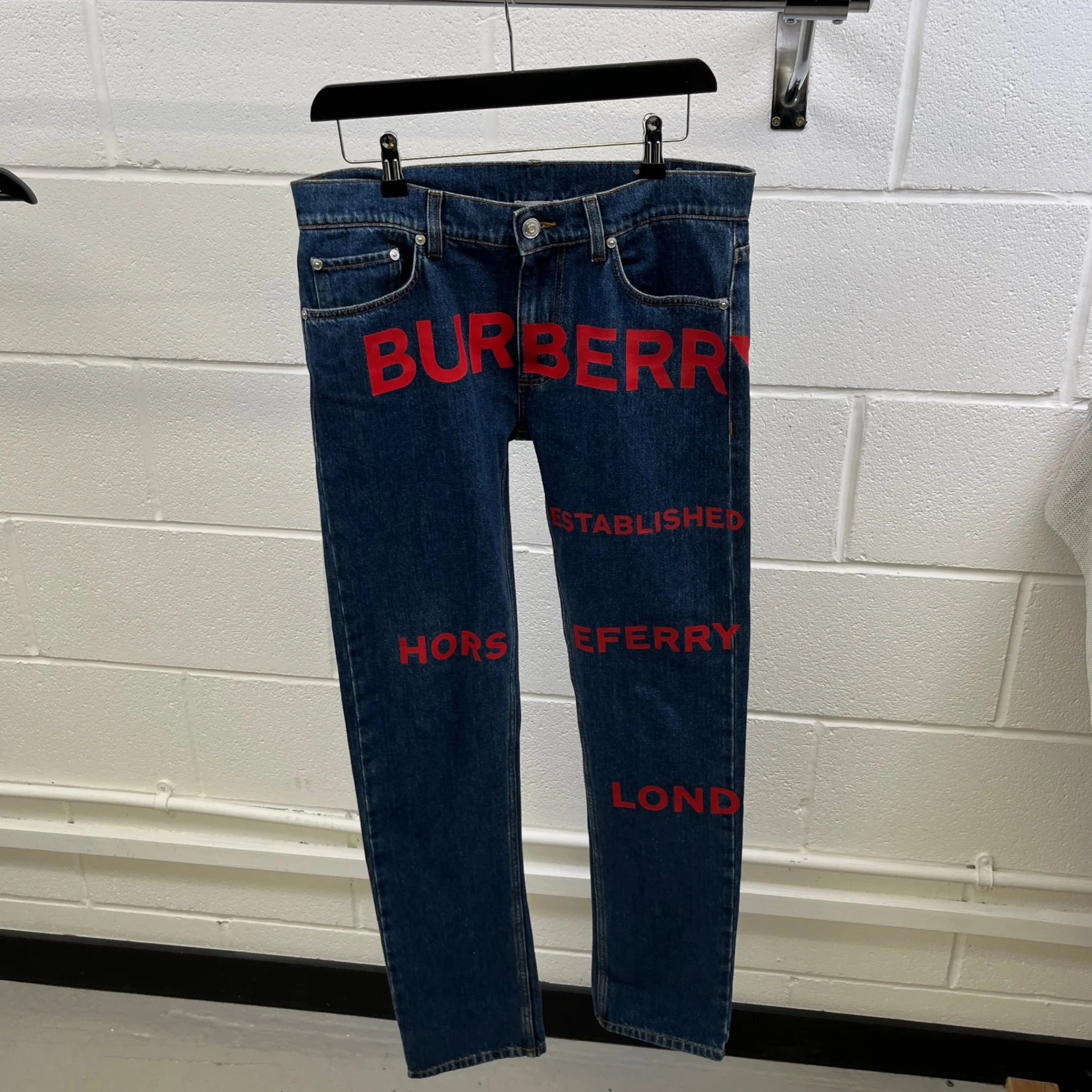 Men's Horseferry Print Jeans Blue Size Waist 32" - Image 9