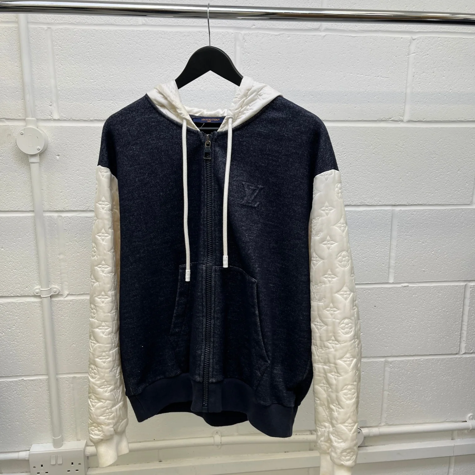 Men's Hybrid Monogram Hooded Hoodie Navy Size XL - Image 8