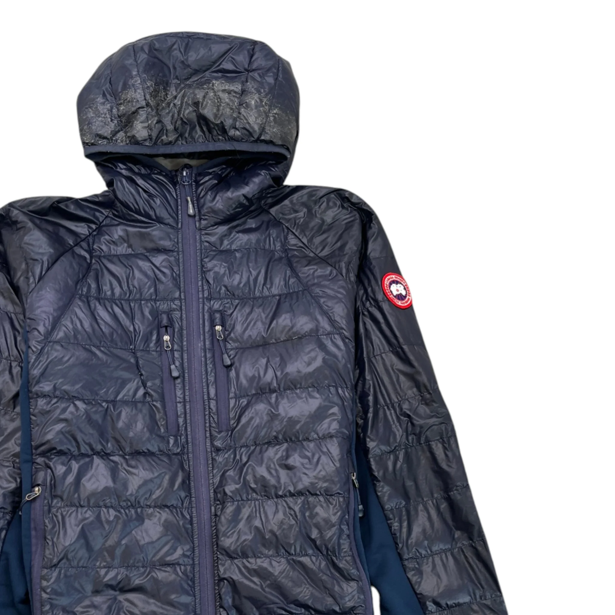 Men's Hybridge Lite Hoody Down Jacket Navy Size L - Image 3