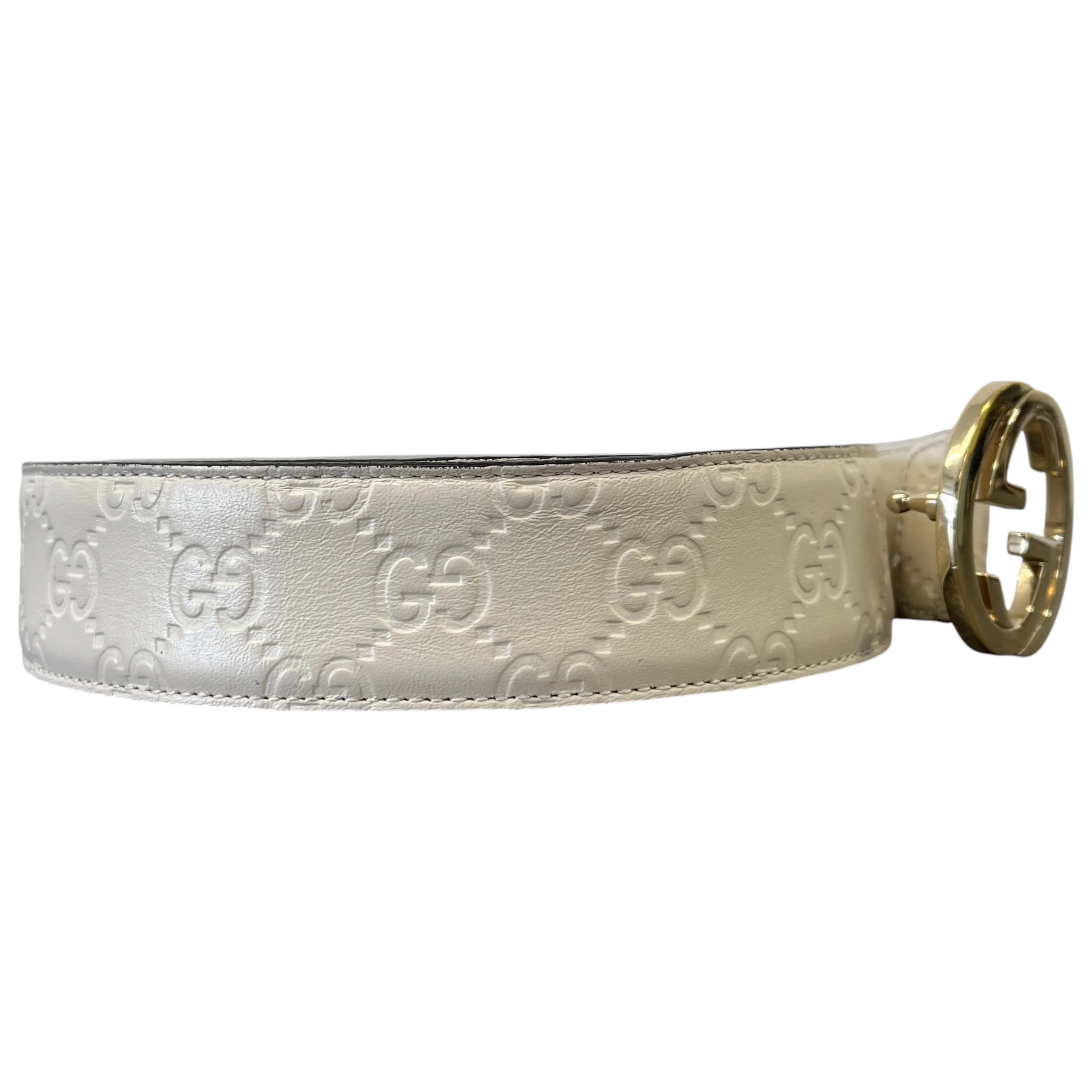 Men's Interlocking G Belt White Size Waist 34" - Image 2
