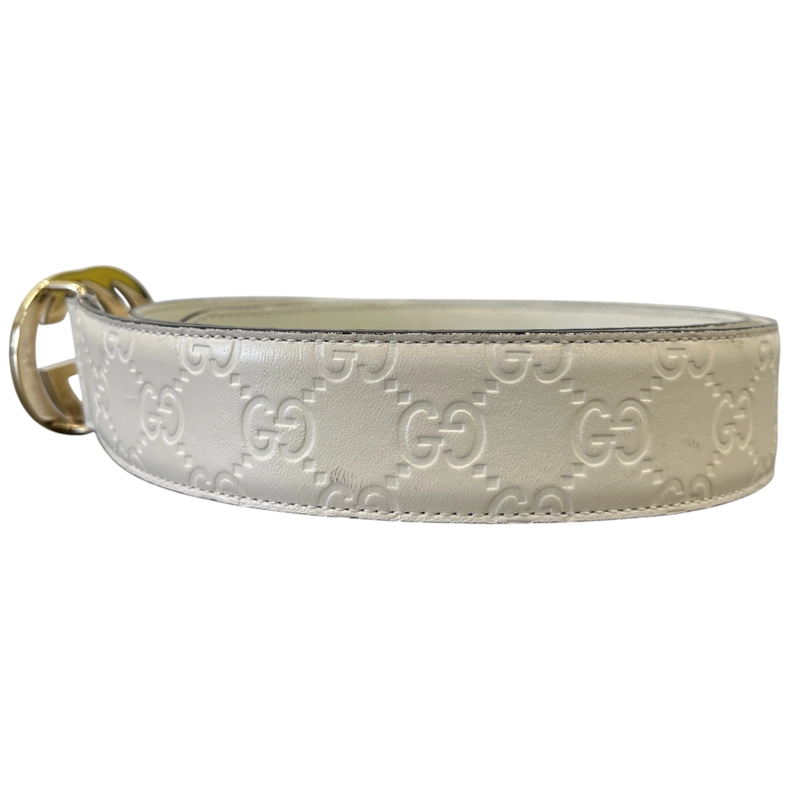 Men's Interlocking G Belt White Size Waist 34" - Image 4