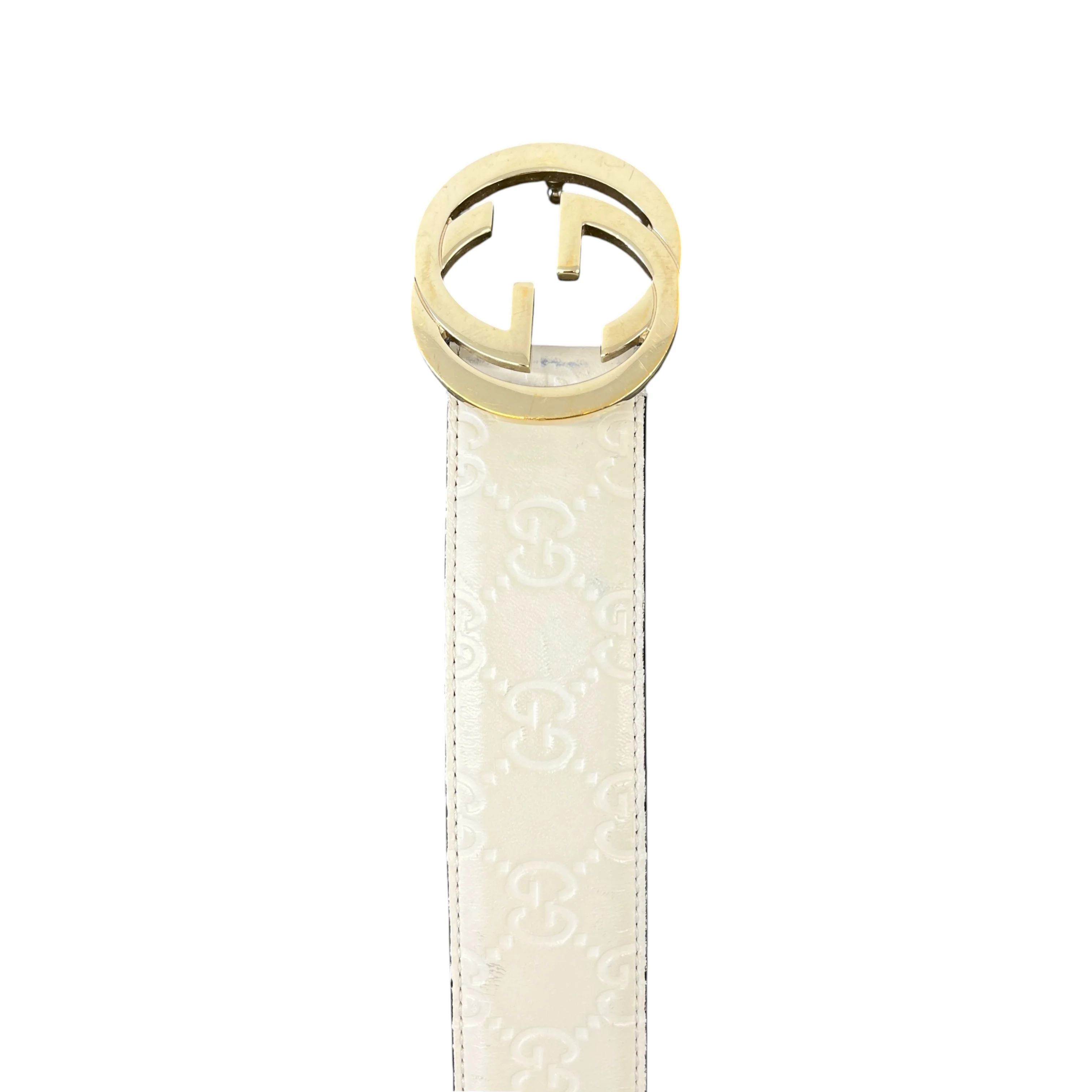 Men's Interlocking G Belt White Size Waist 34" - Image 5