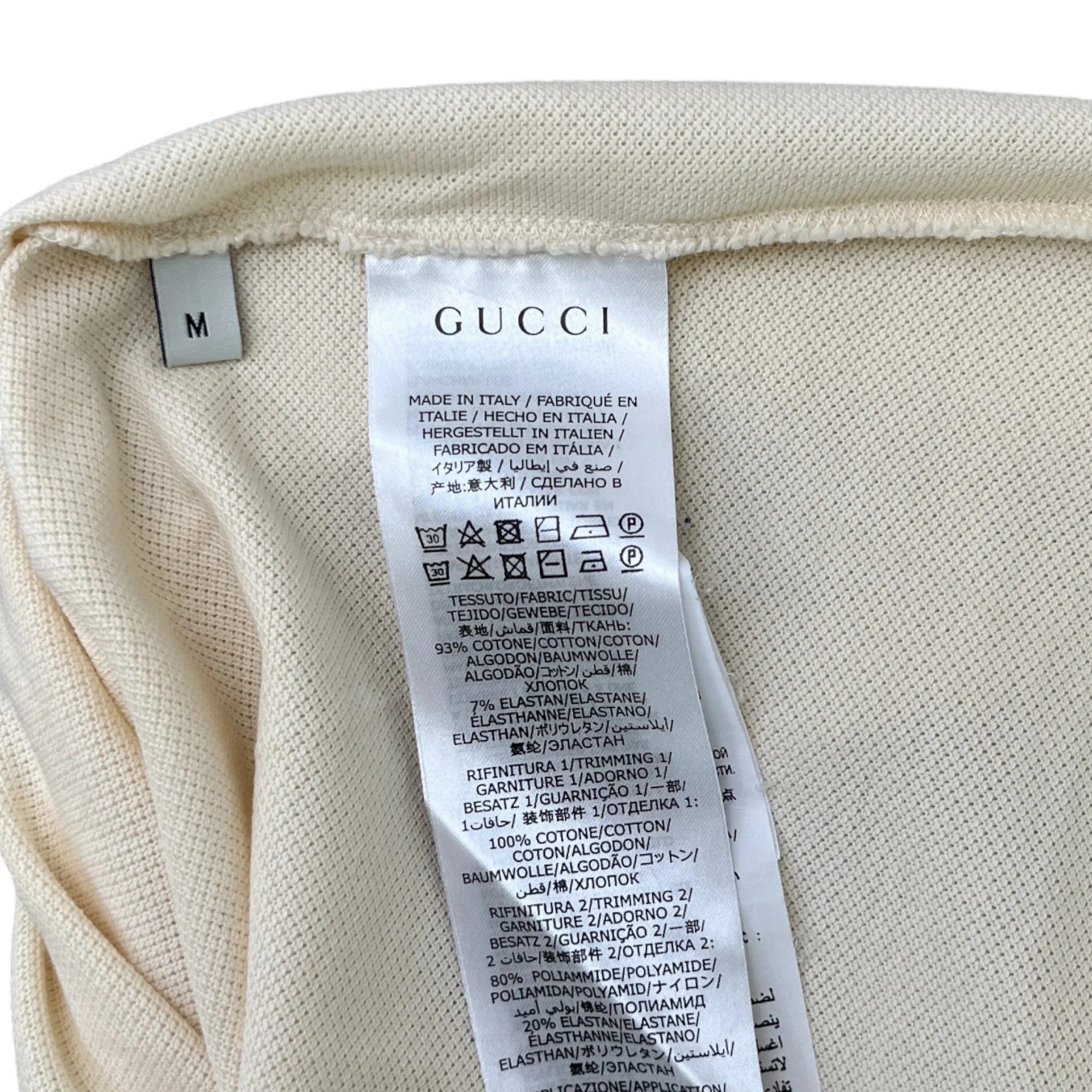 Men's Interlocking G Stripe Polo Shirt Beige Size M - Image 6