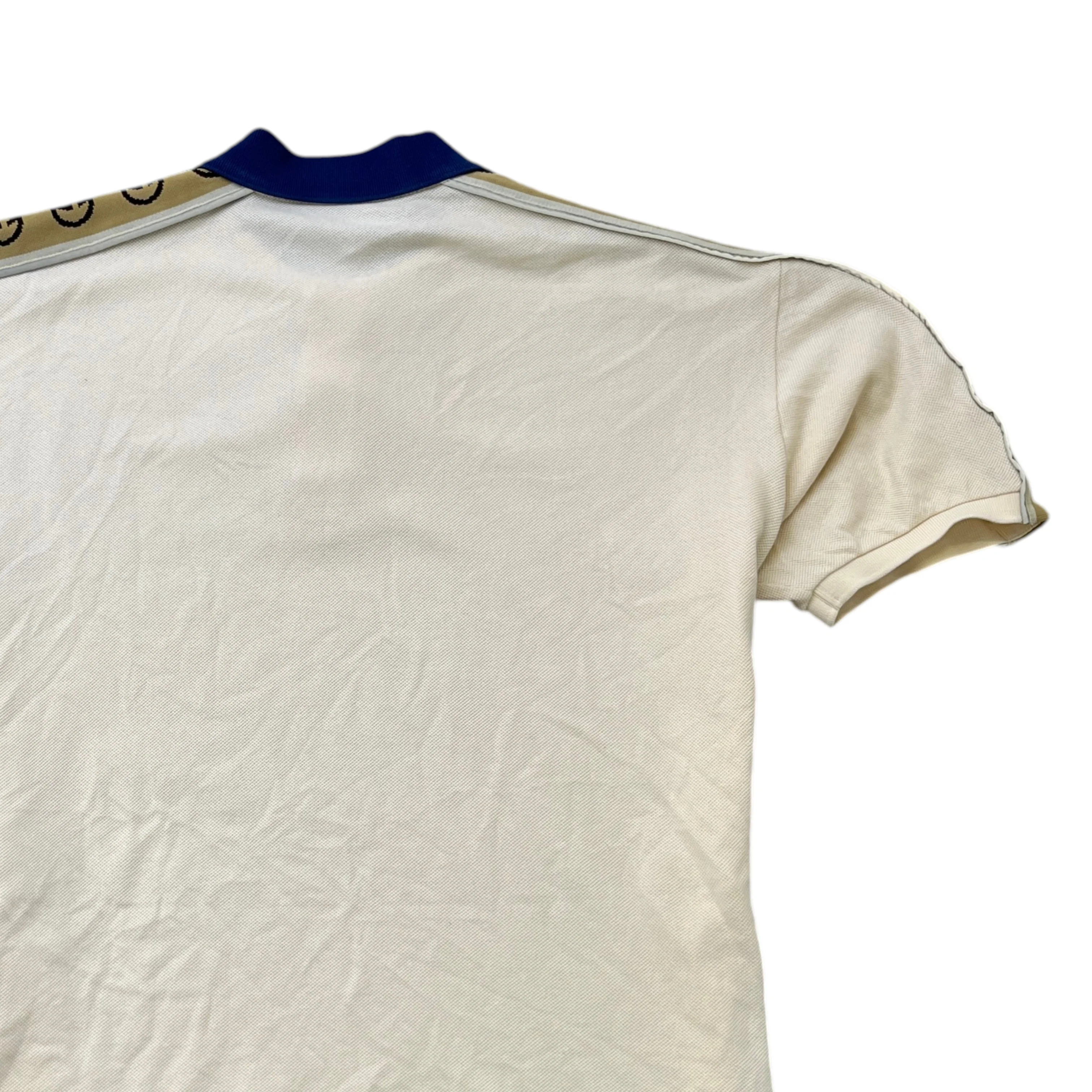 Men's Interlocking G Stripe Polo Shirt Beige Size XXXL - Image 4