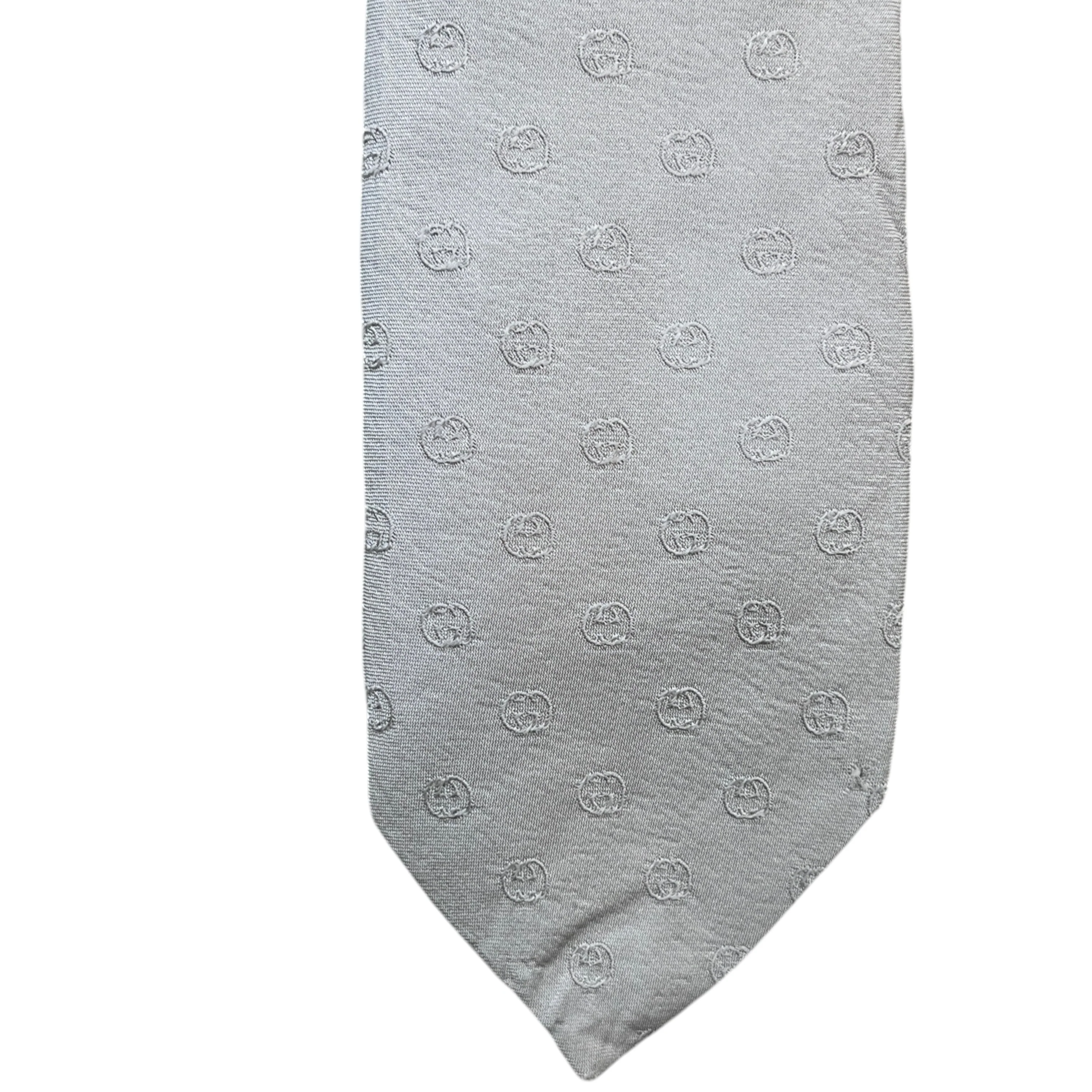 Men's Interlocking G Tie Grey - Image 4