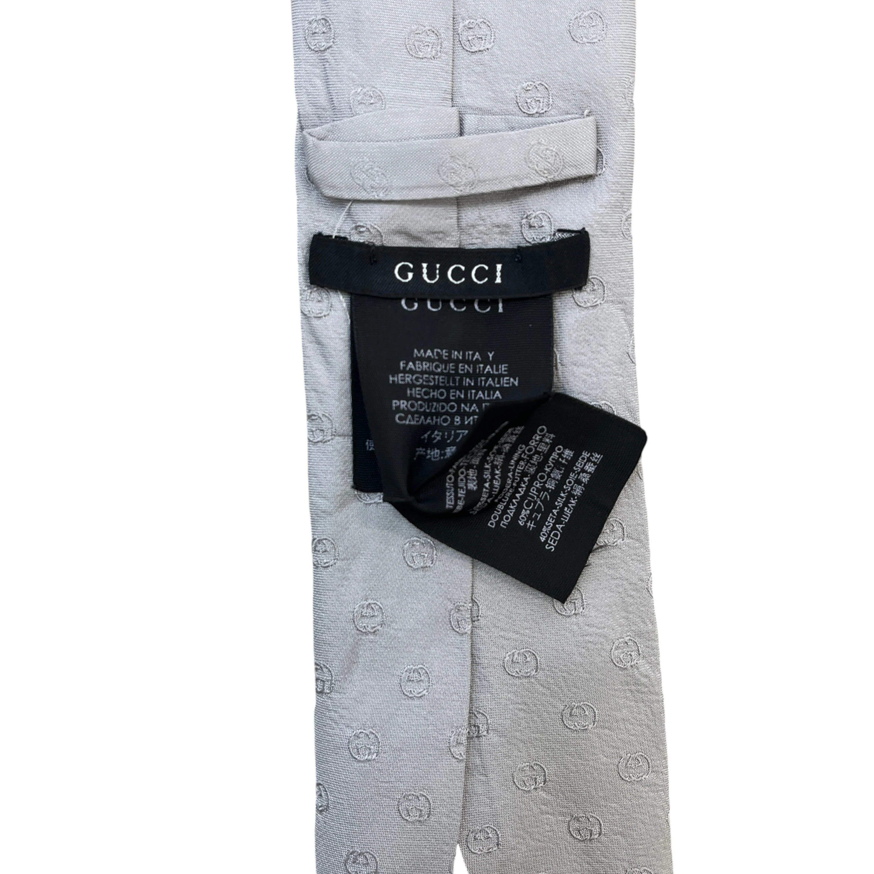 Men's Interlocking G Tie Grey - Image 5