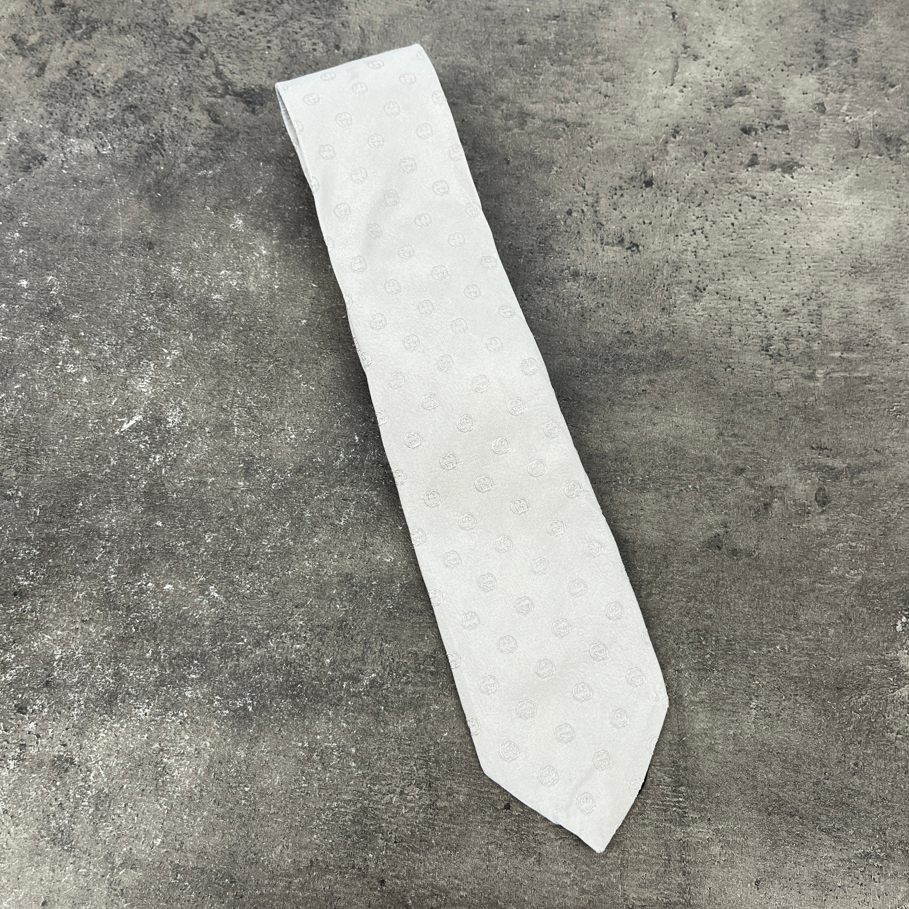 Men's Interlocking G Tie Grey - Image 6