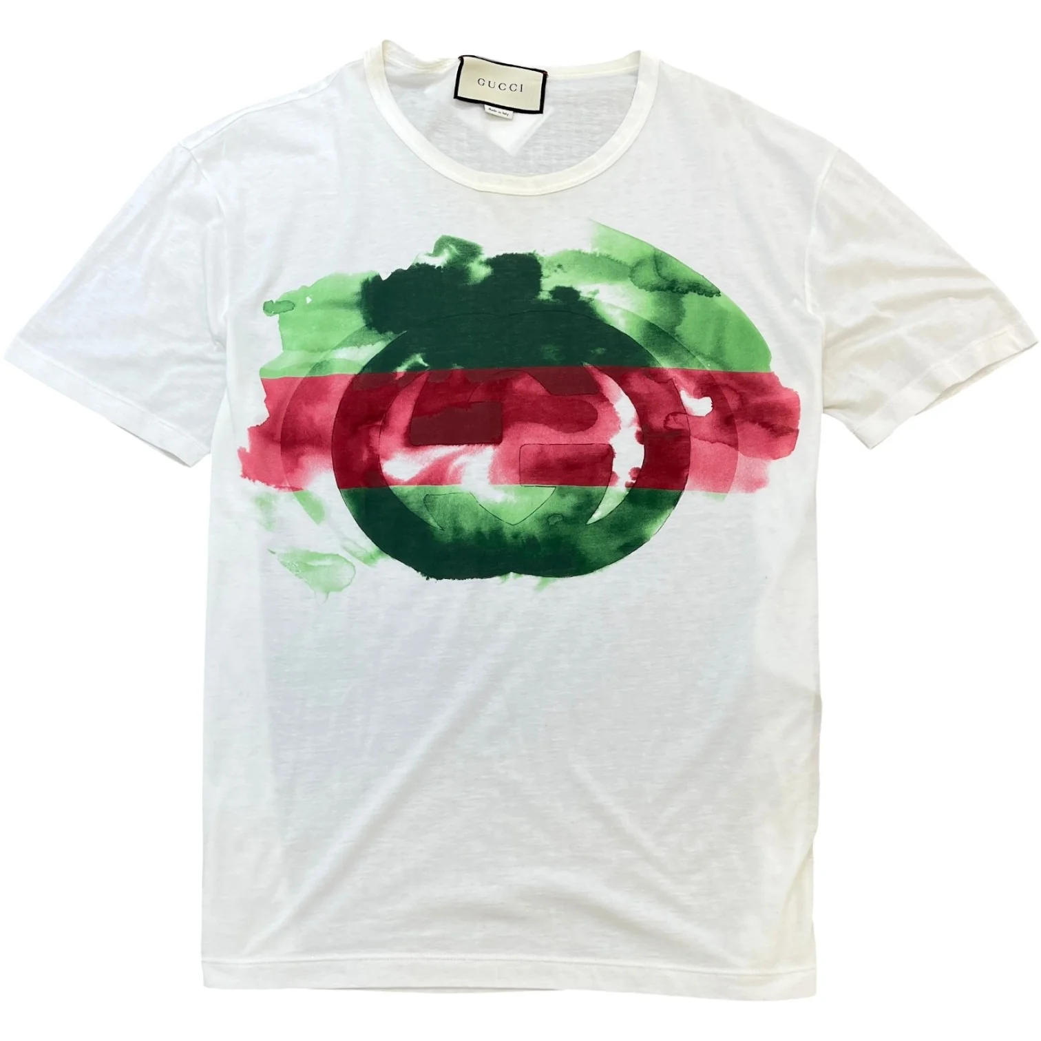 Men's Interlocking G Watercolor T-Shirt White Size L