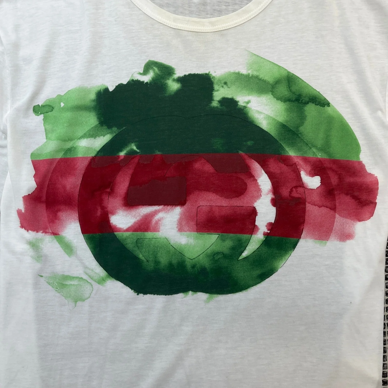 Men's Interlocking G Watercolor T-Shirt White Size L - Image 6