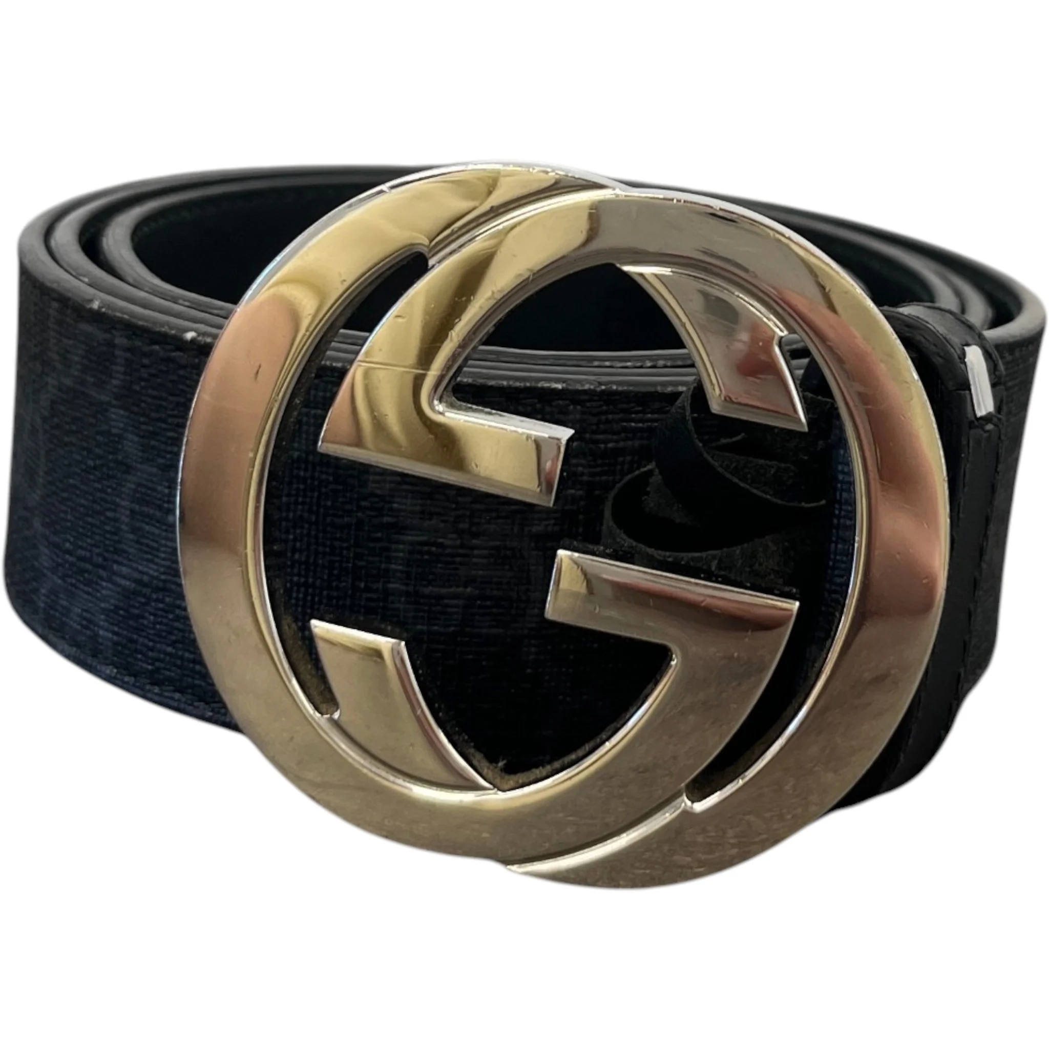 Men's Interlocking Gg Supreme Belt Black Size Waist 40"