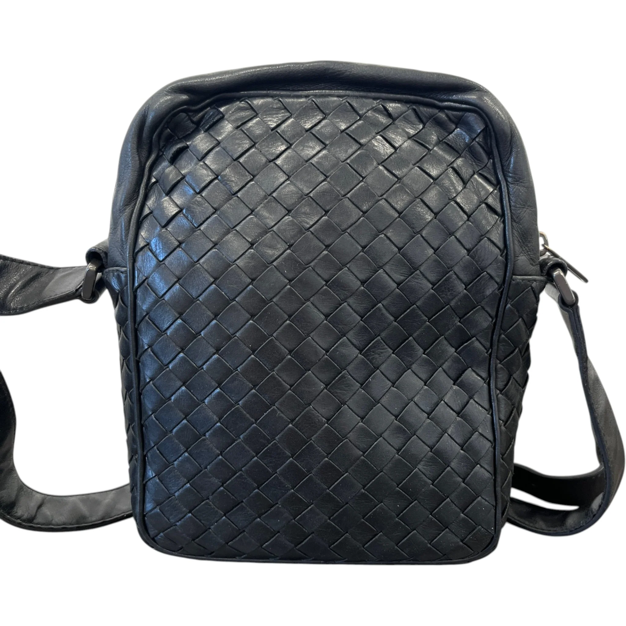Men's Intrecciato Messenger Bag Black - Image 3