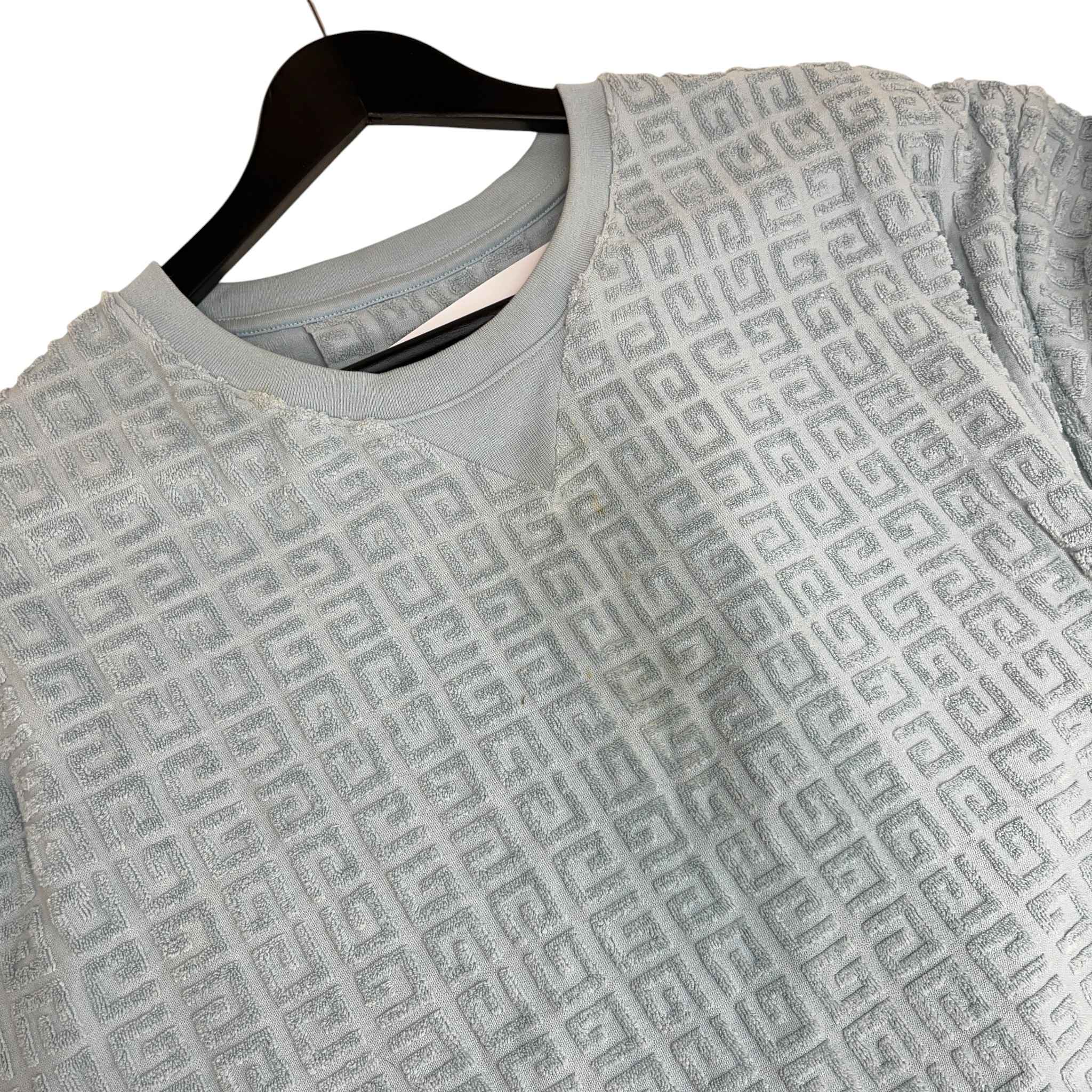 Men's Jacquard Towelling T-Shirt Blue Size L - Image 9