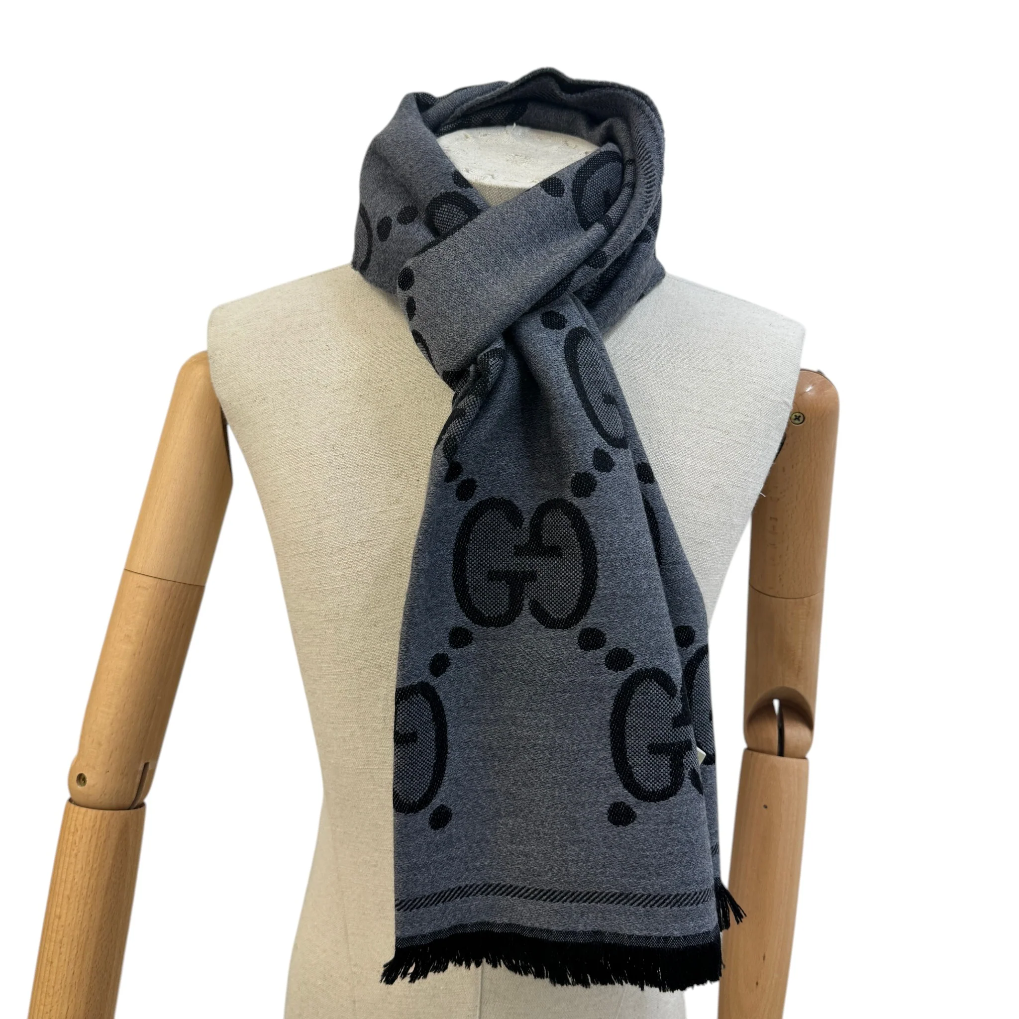 Men's Jumbo Gg Scarf Charcoal - Image 2