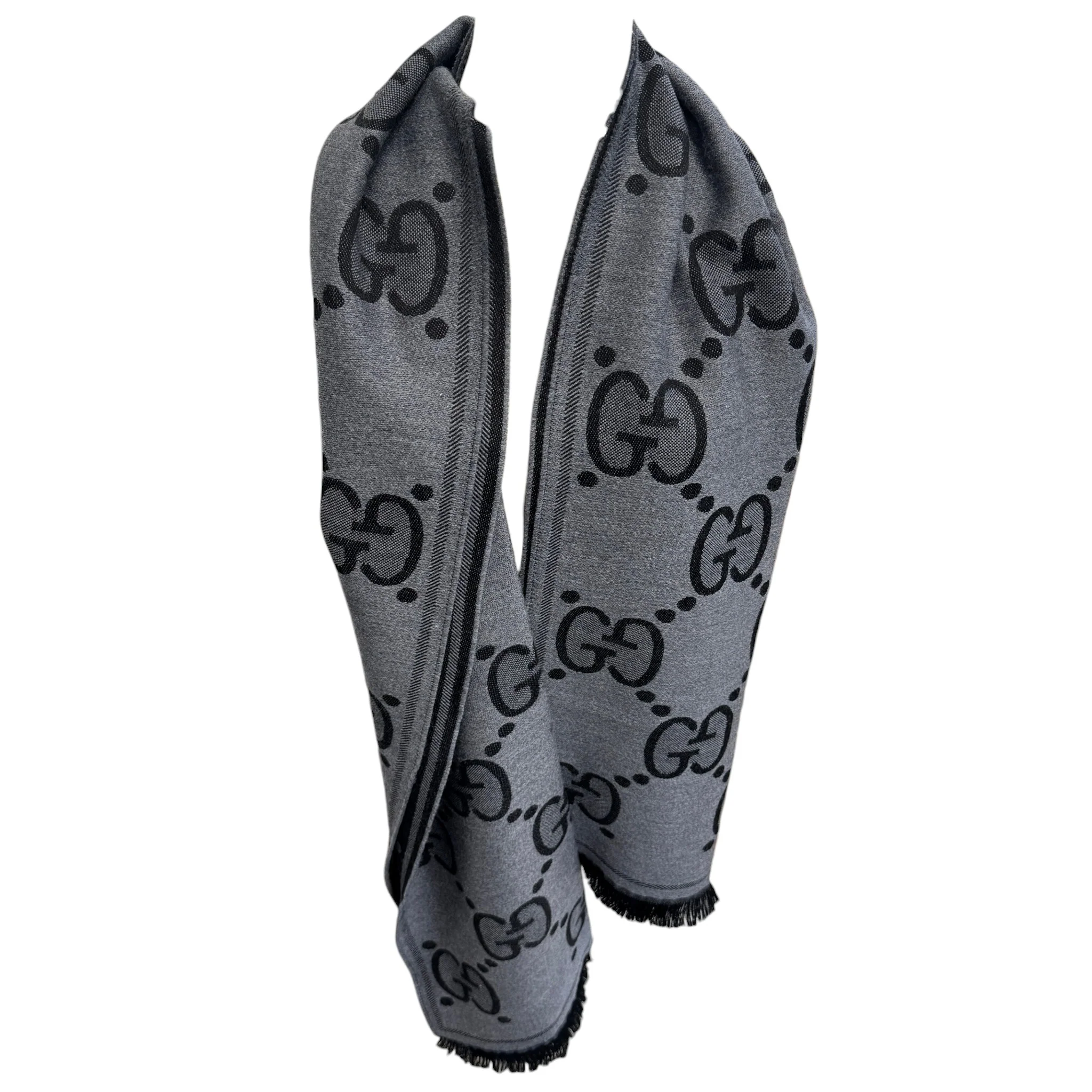 Men's Jumbo Gg Scarf Charcoal - Image 4