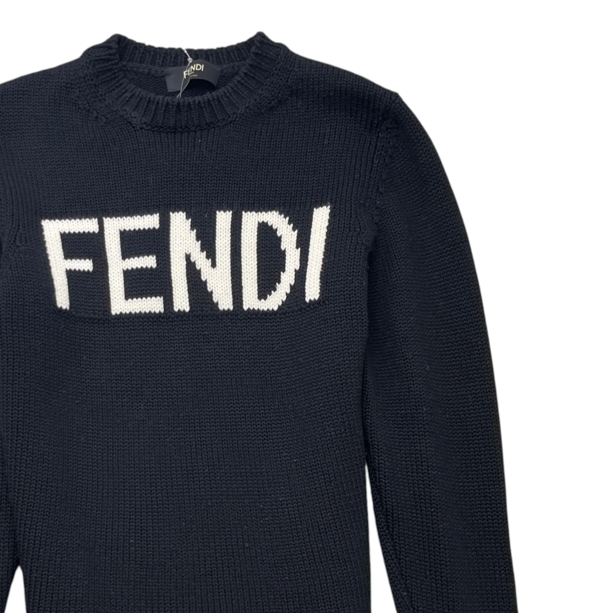 Men's Knitted Embroidered Logo Sweatshirt Black Size IT 46 / UK S - Image 3