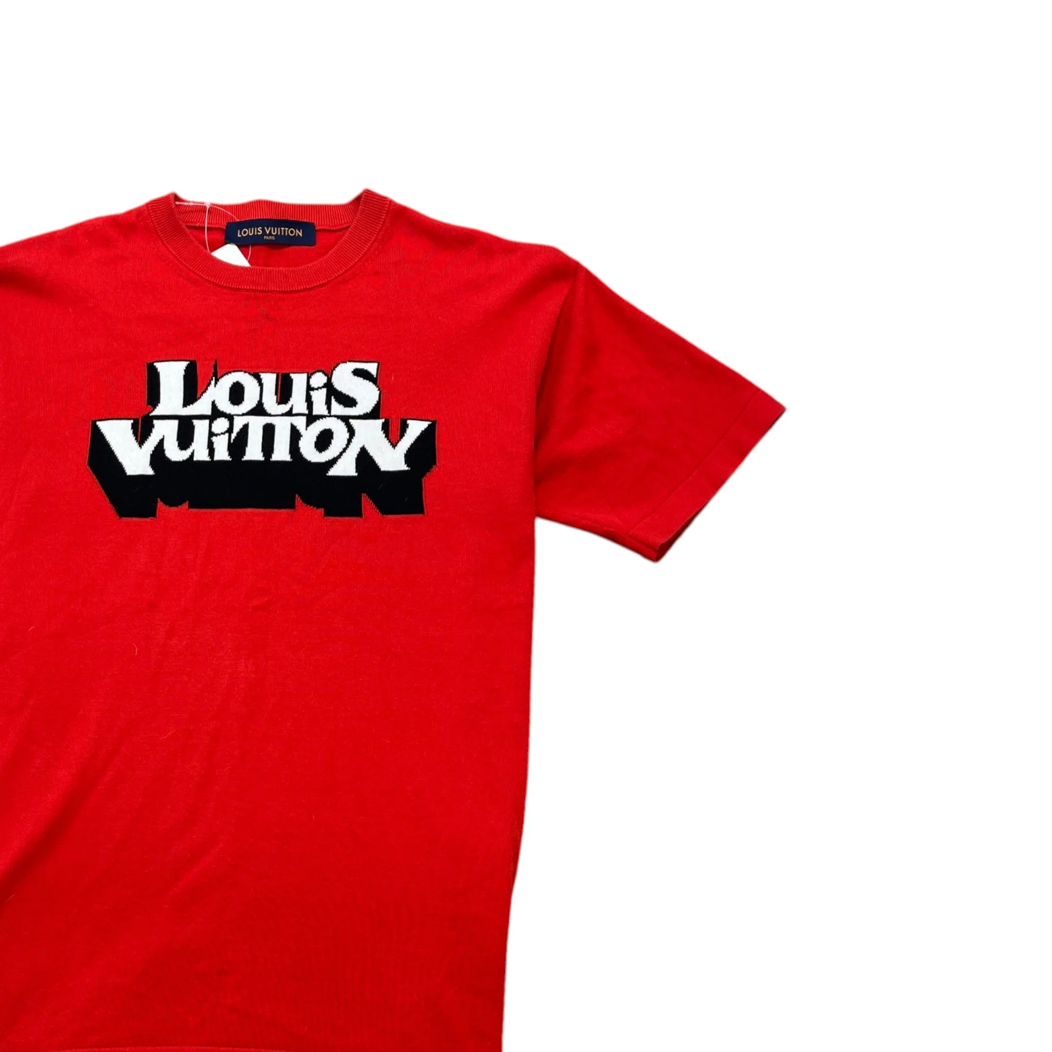 Men's Knitted Logo T-Shirt Red Size M - Image 3
