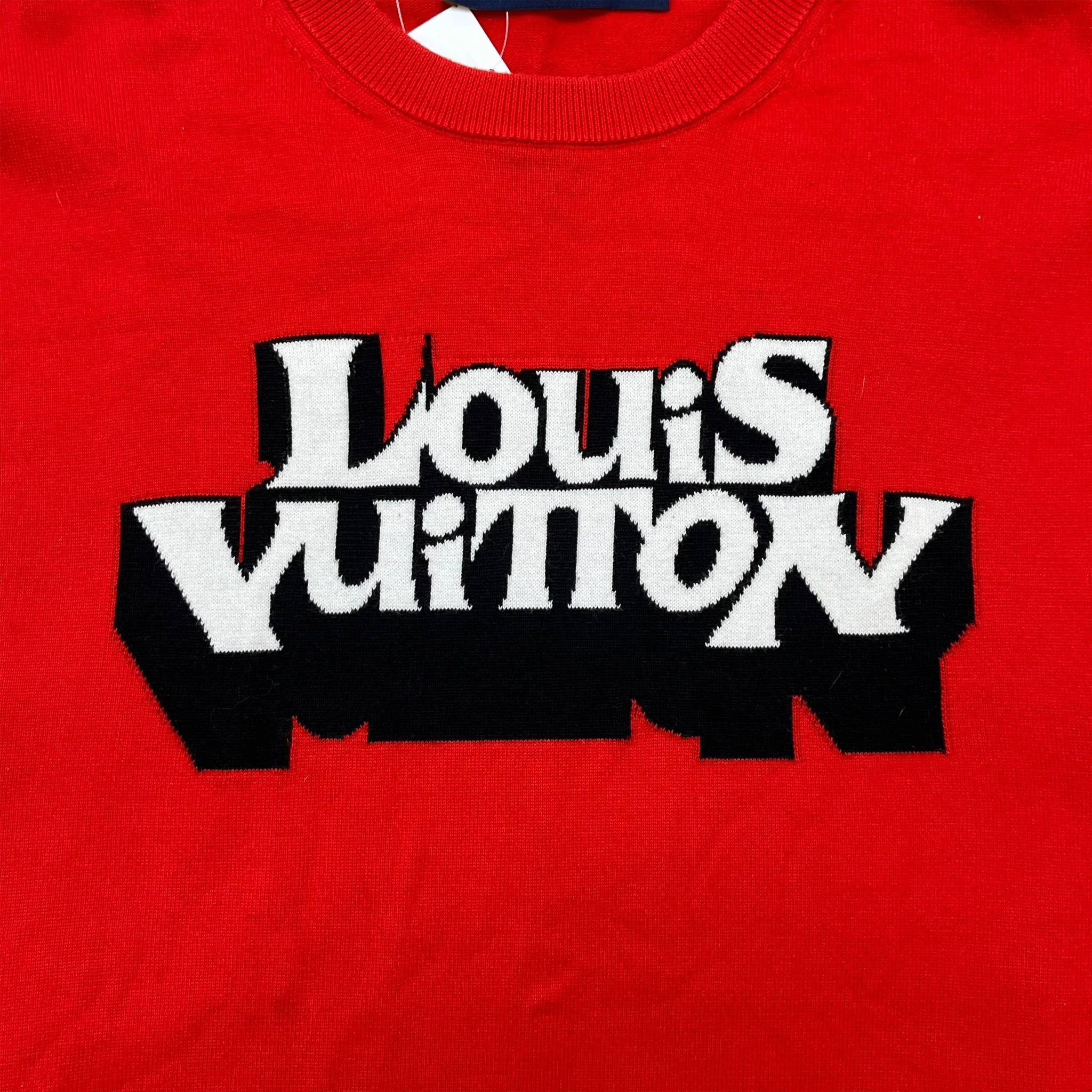 Men's Knitted Logo T-Shirt Red Size M - Image 6