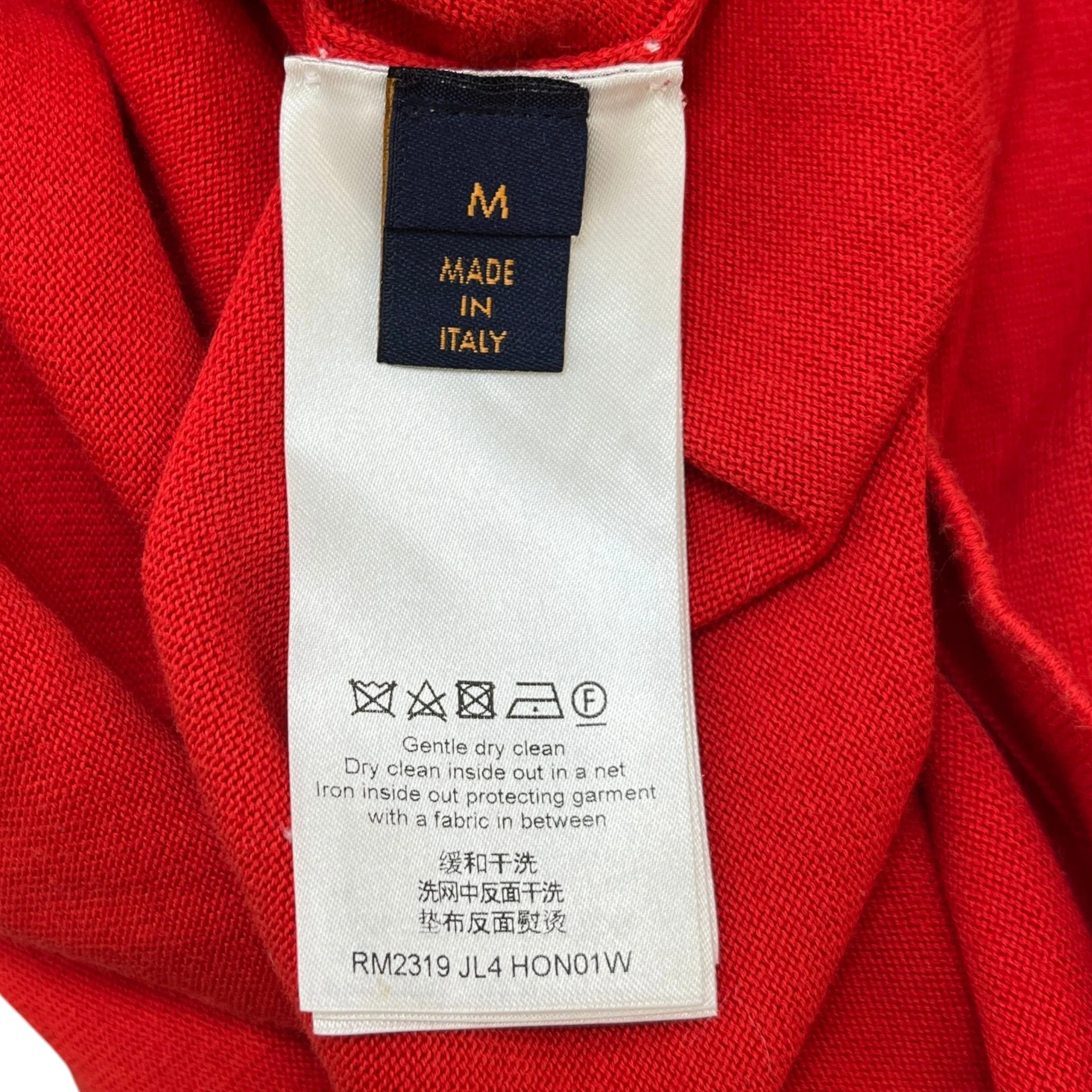 Men's Knitted Logo T-Shirt Red Size M - Image 7