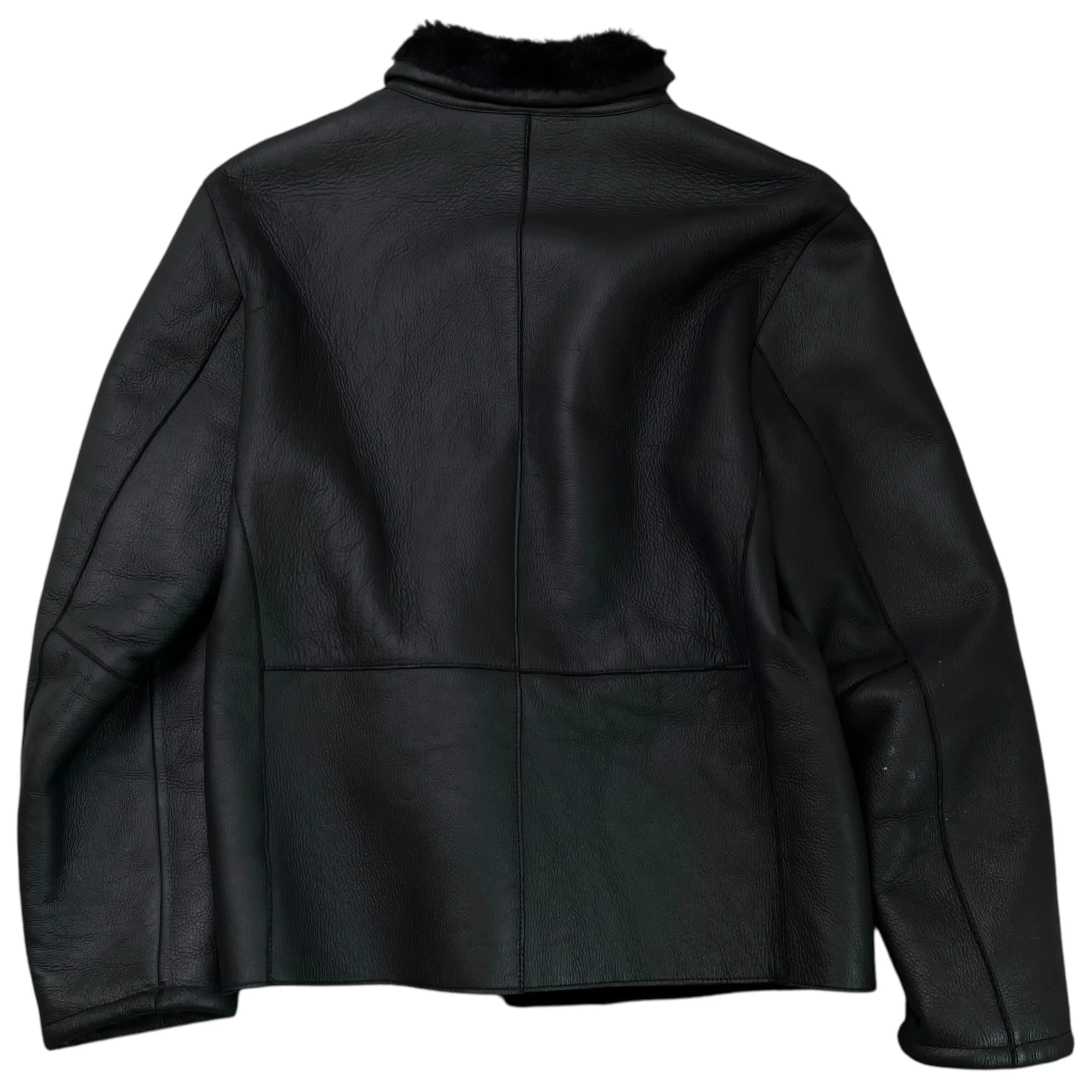 Men's Lamb Shearling Lined Jacket Black Size S - Image 2