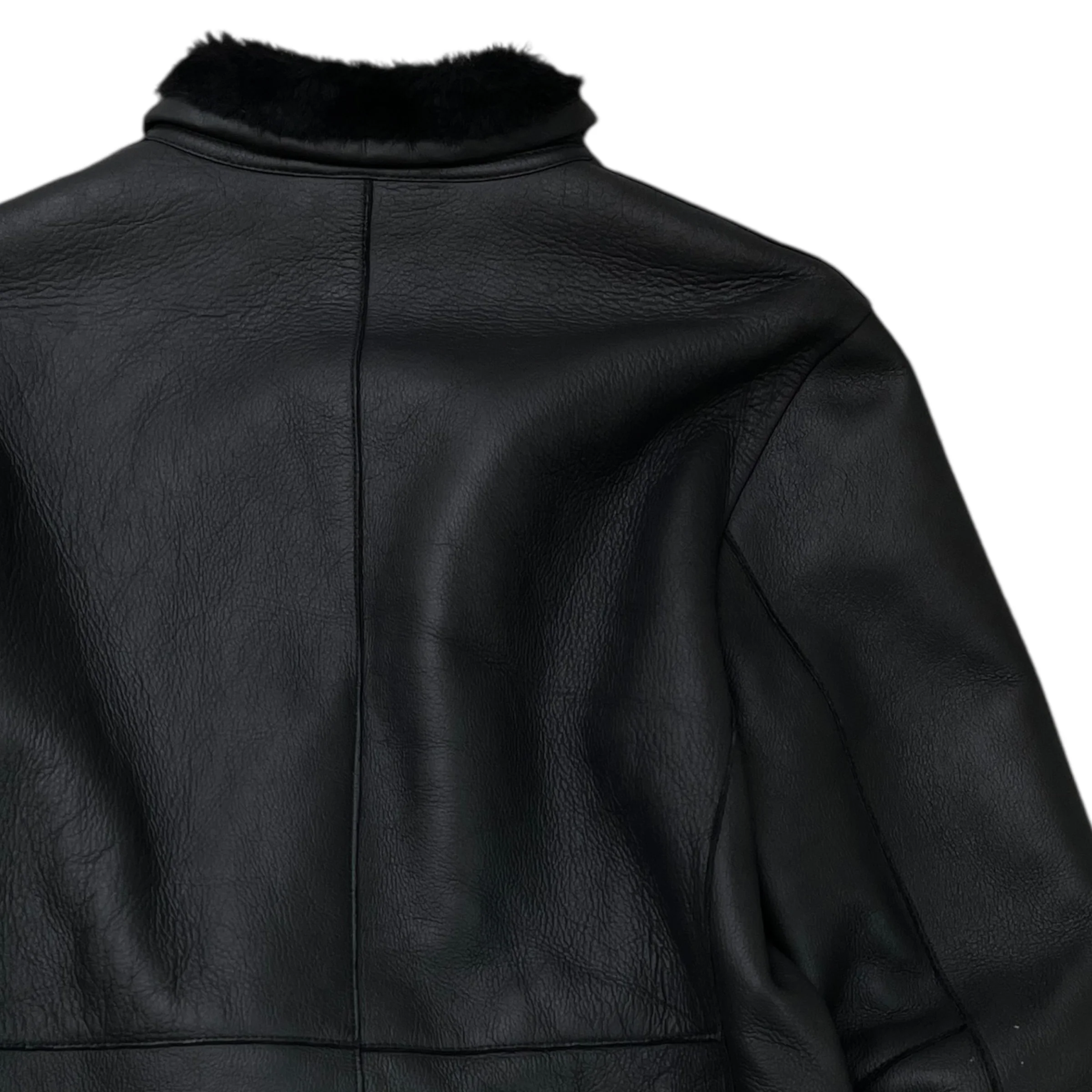 Men's Lamb Shearling Lined Jacket Black Size S - Image 4