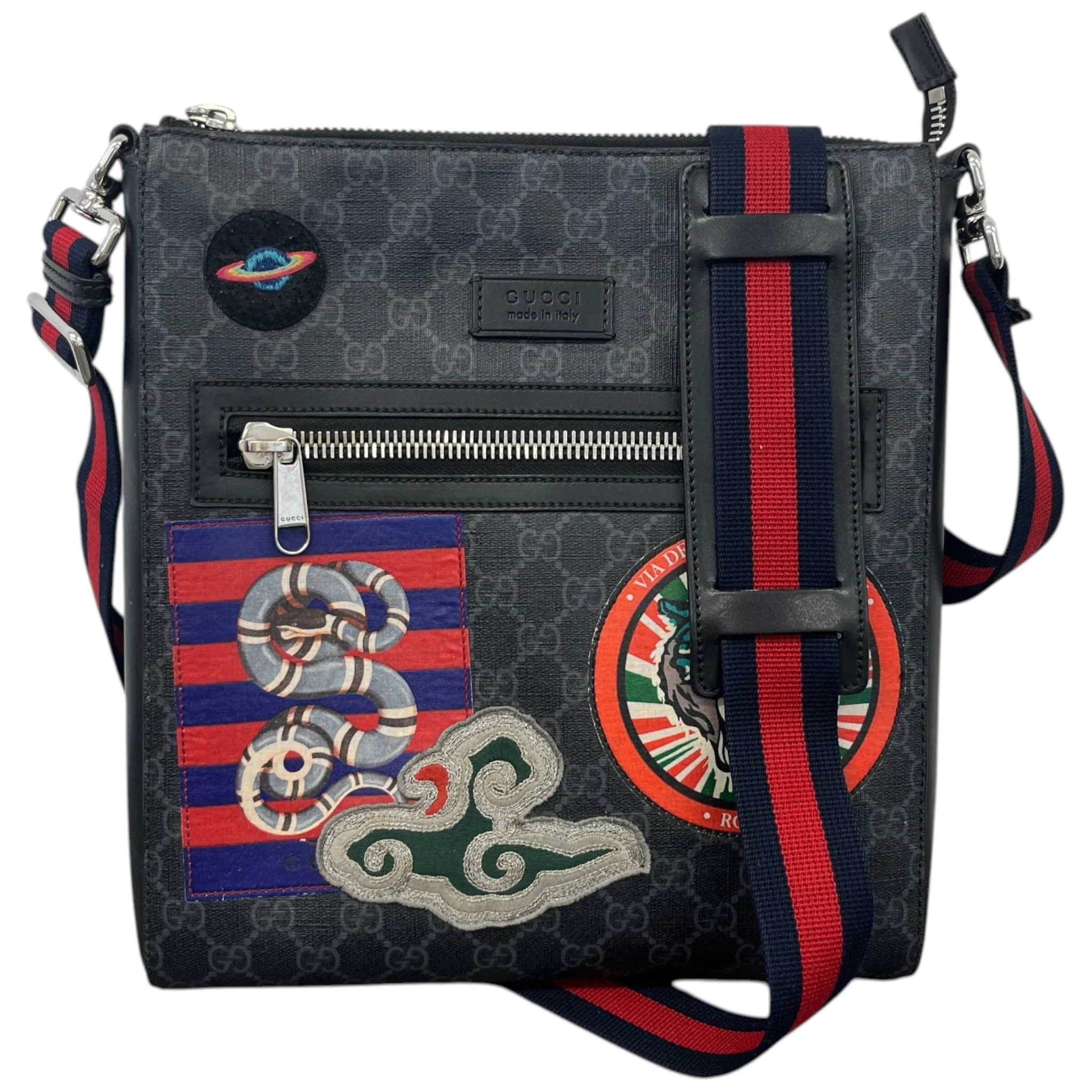Men's Large Gg Supreme Night Messenger Bag Black