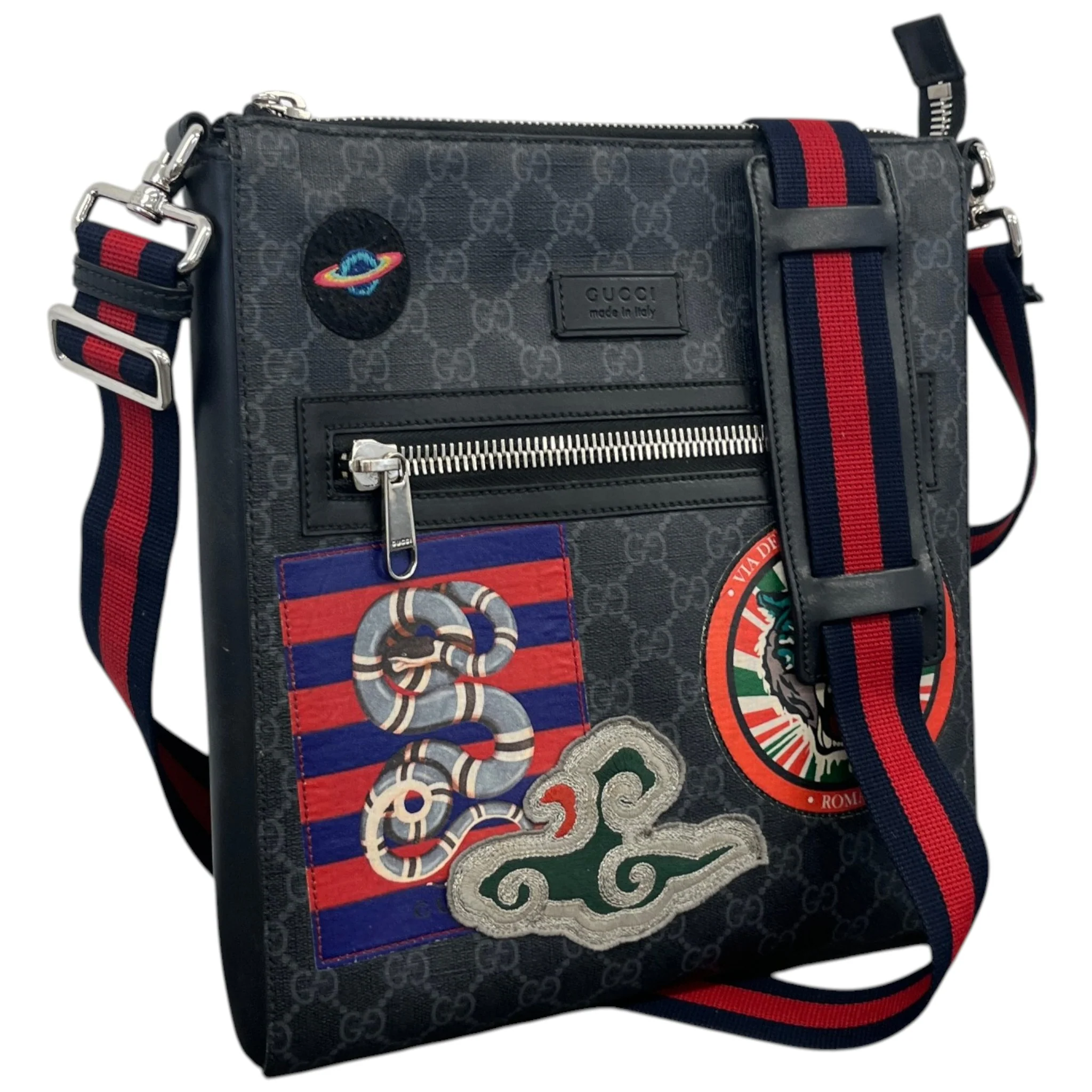 Men's Large Gg Supreme Night Messenger Bag Black - Image 4