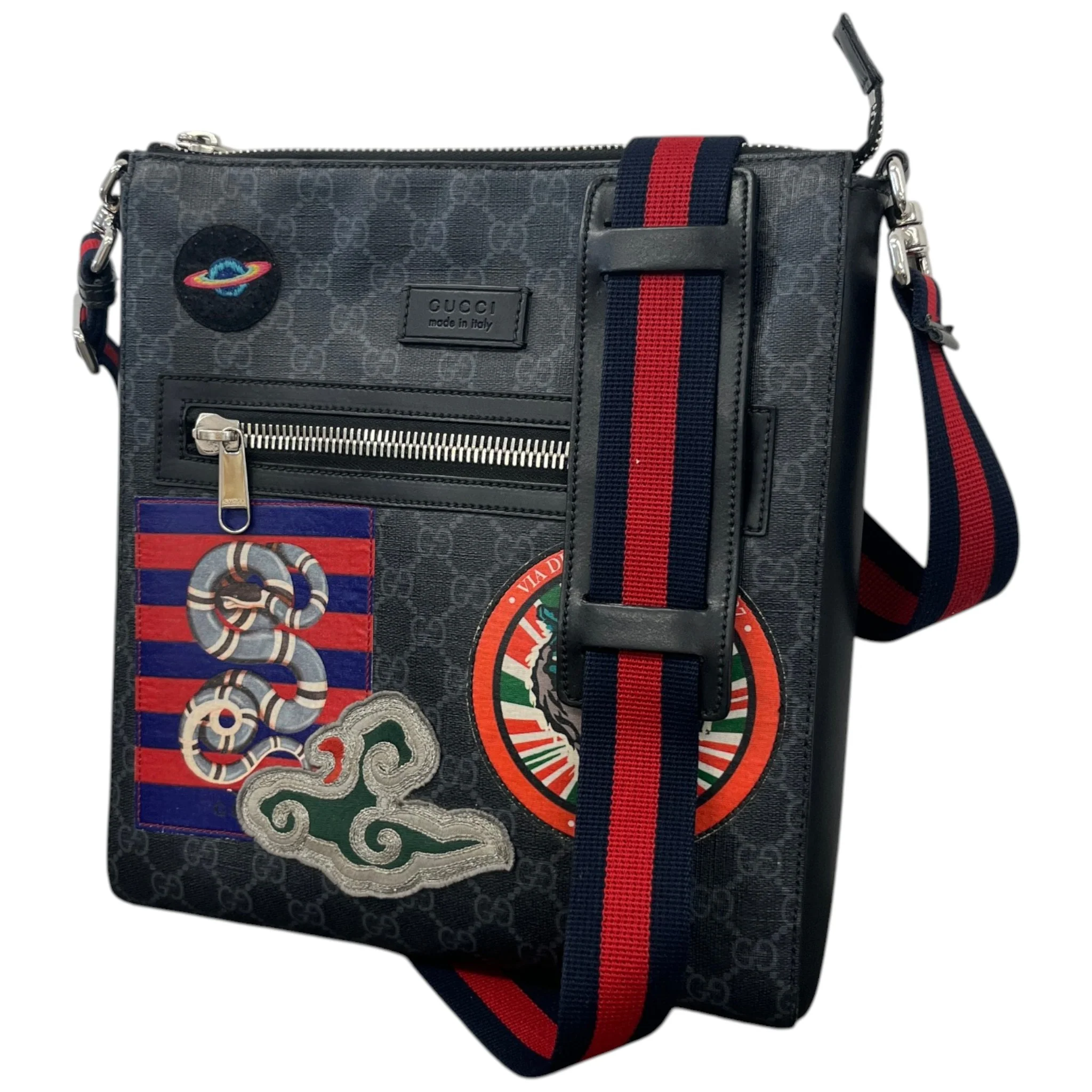 Men's Large Gg Supreme Night Messenger Bag Black - Image 5
