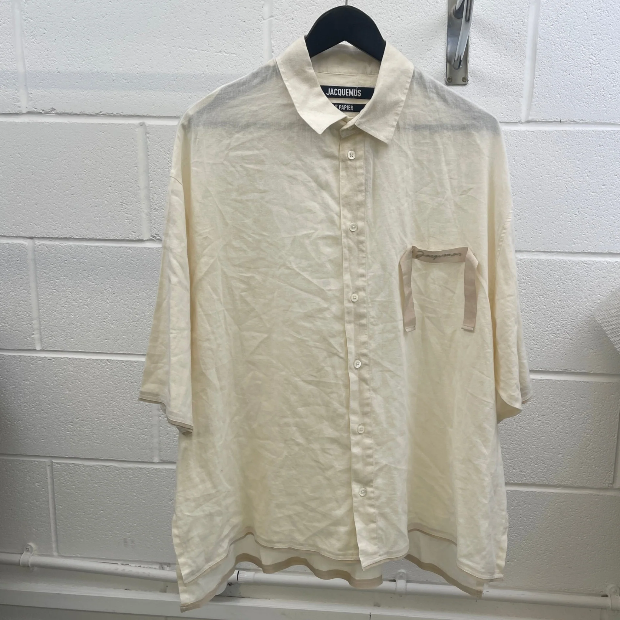 Men's Le Papier Short Sleeve Shirt Beige Size IT 48 / UK M - Image 11