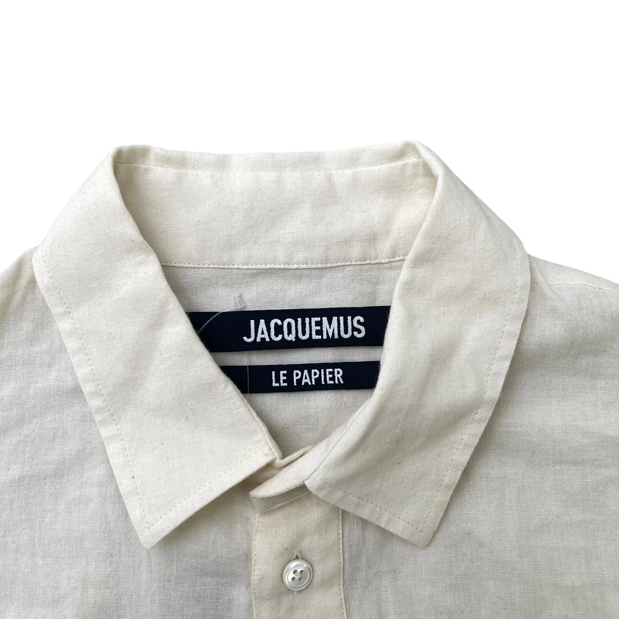 Men's Le Papier Short Sleeve Shirt Beige Size IT 48 / UK M - Image 6