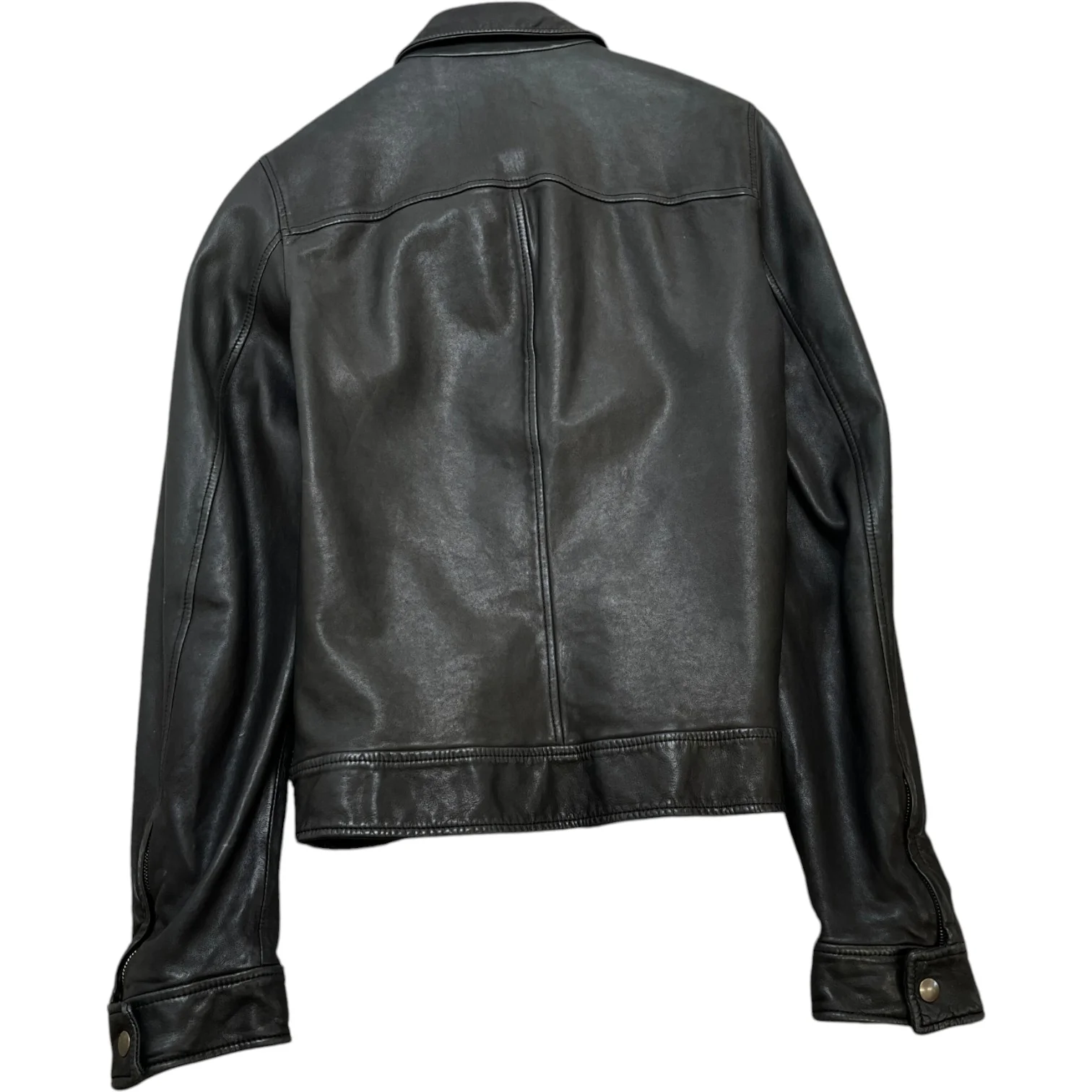 Men's Leather Biker Jacket Black Size IT 48 / M - Image 2