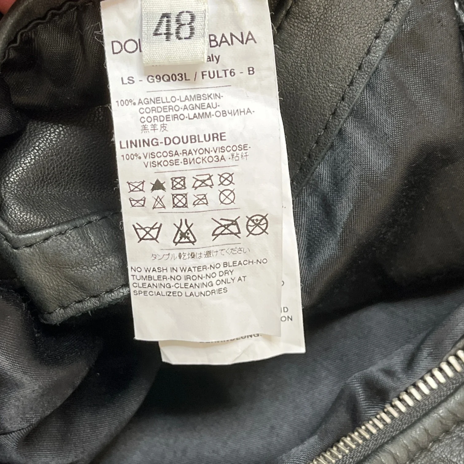 Men's Leather Biker Jacket Black Size IT 48 / M - Image 7