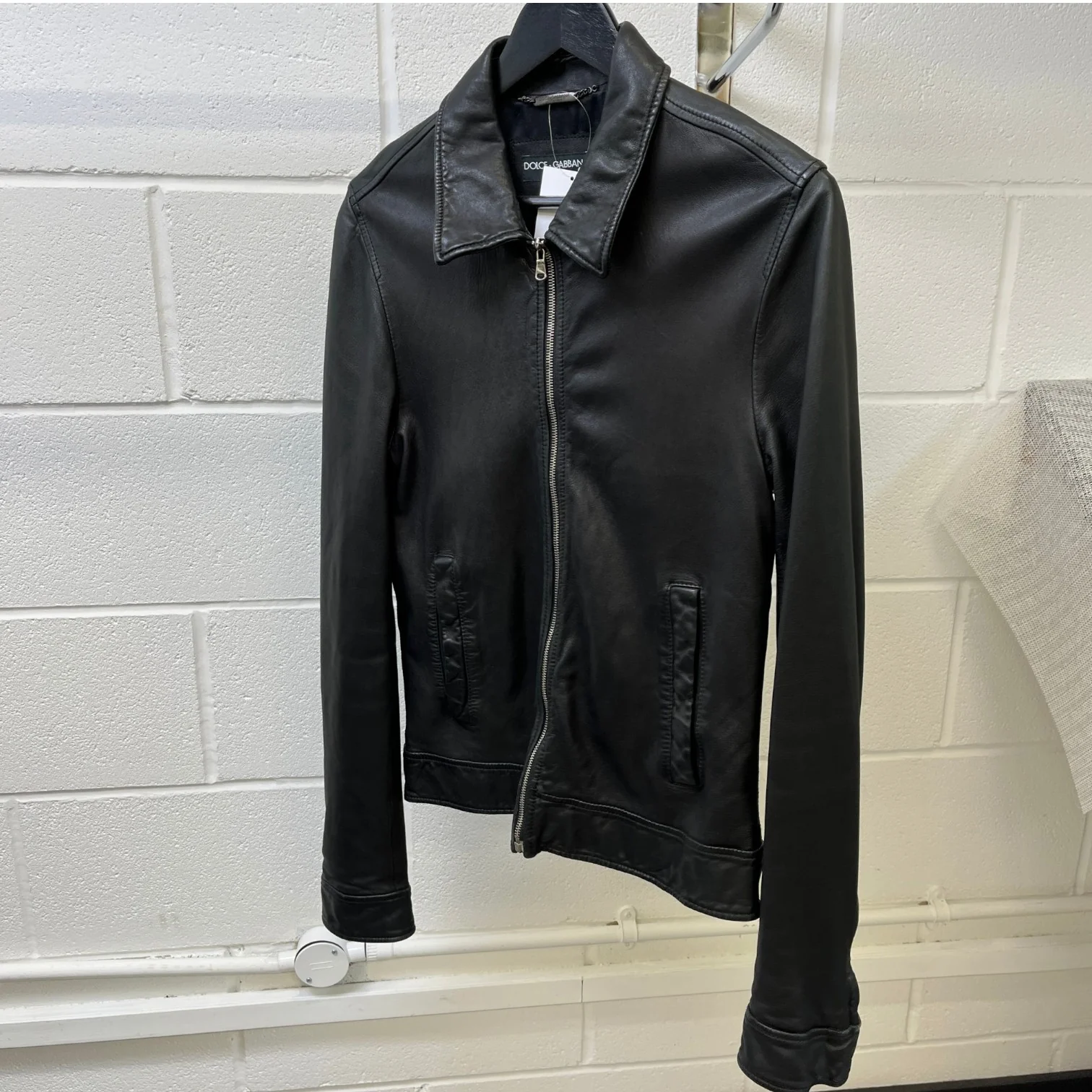 Men's Leather Biker Jacket Black Size IT 48 / M - Image 8