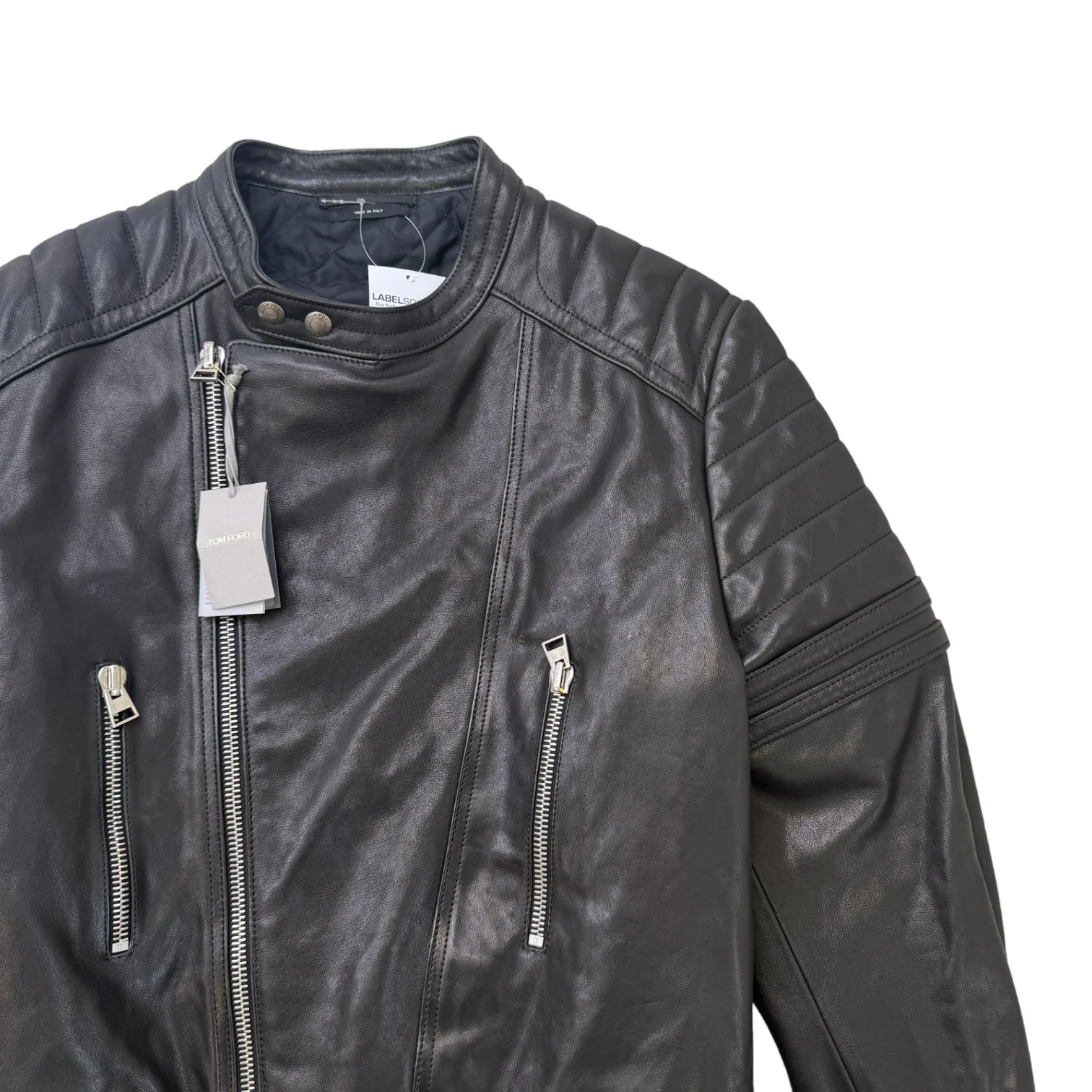 Men's Leather Biker Jacket Black Size XXL - Image 3