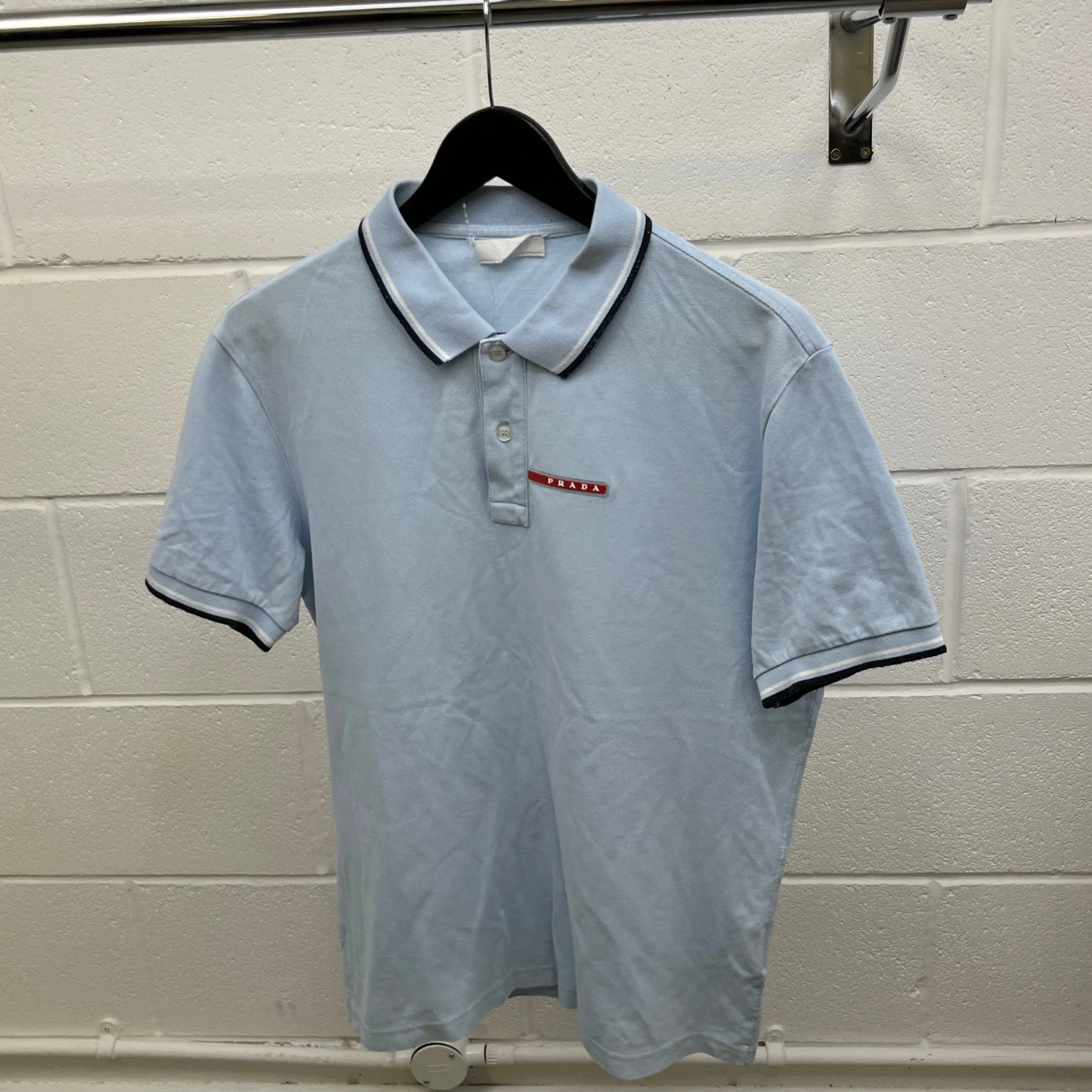 Men's Linear Rosa Polo Shirt Blue Size XL - Image 9
