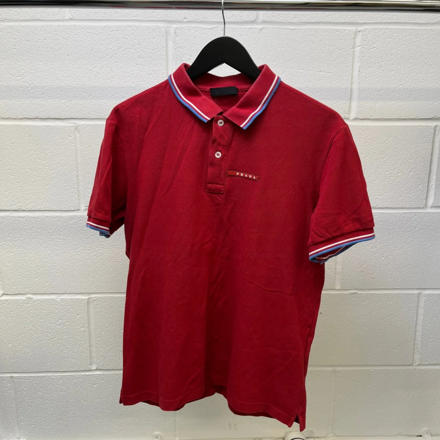 Men's Linear Rosa Polo Shirt Red Size XL - Image 10