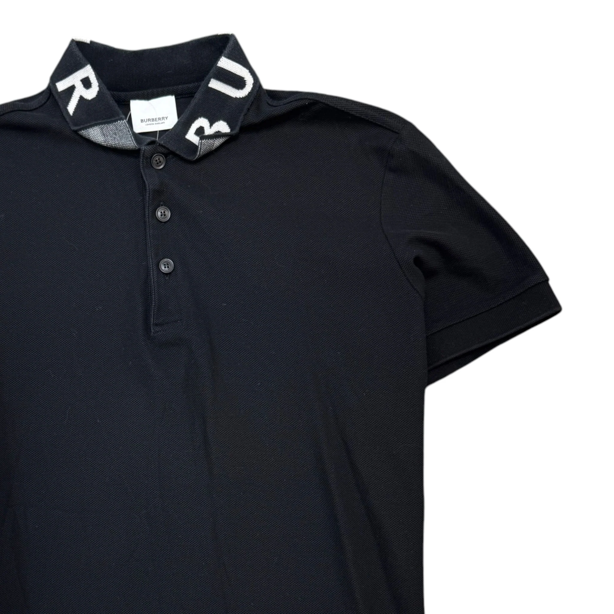 Men's Logo Collar Polo Shirt Black Size M - Image 3
