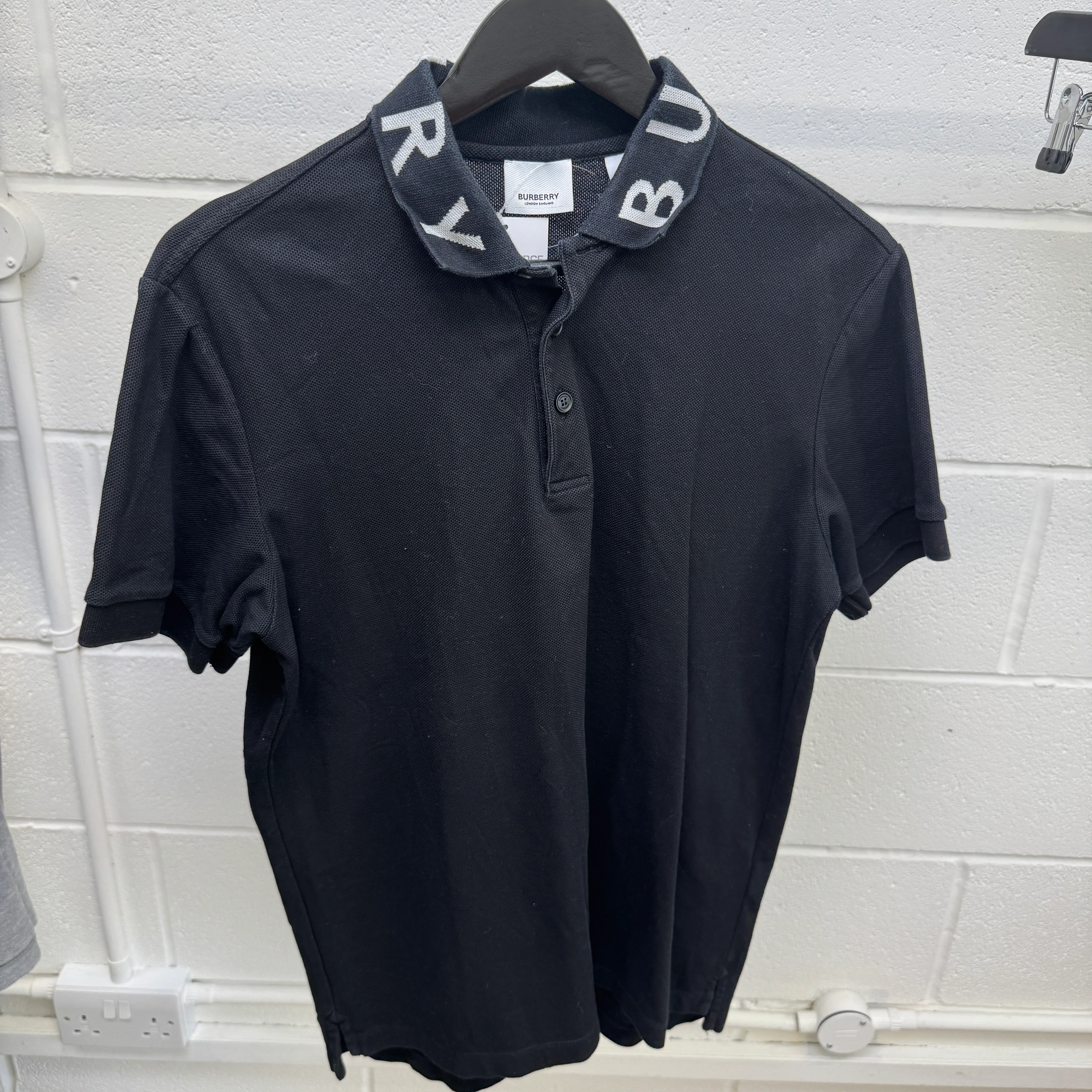 Men's Logo Collar Polo Shirt Black Size M - Image 7