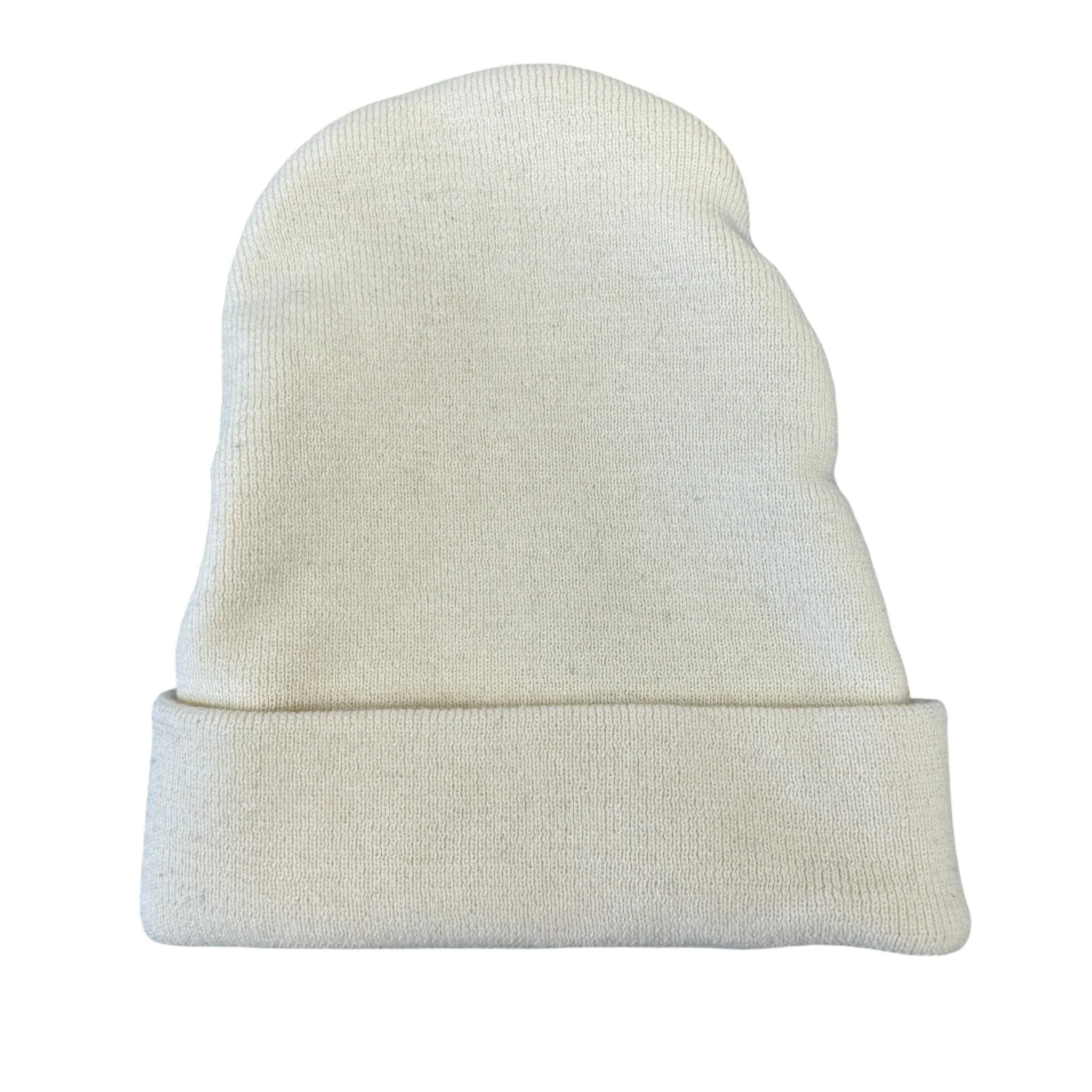 Men's Logo Embossed Beanie Hat Cream - Image 2