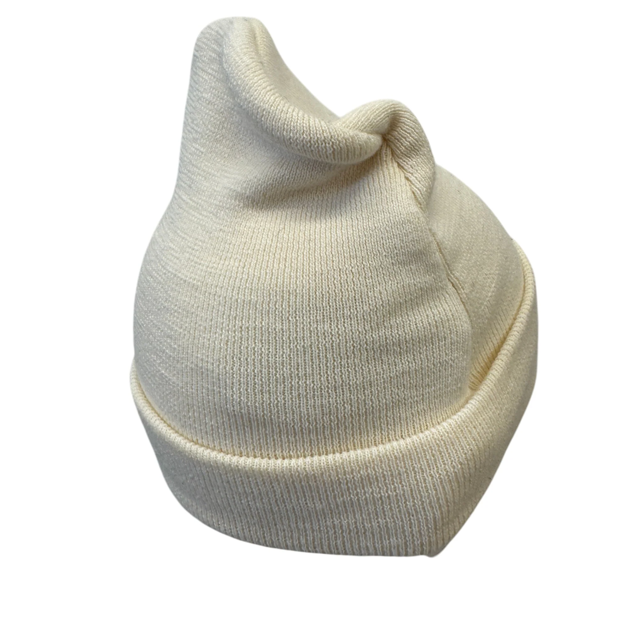 Men's Logo Embossed Beanie Hat Cream - Image 5