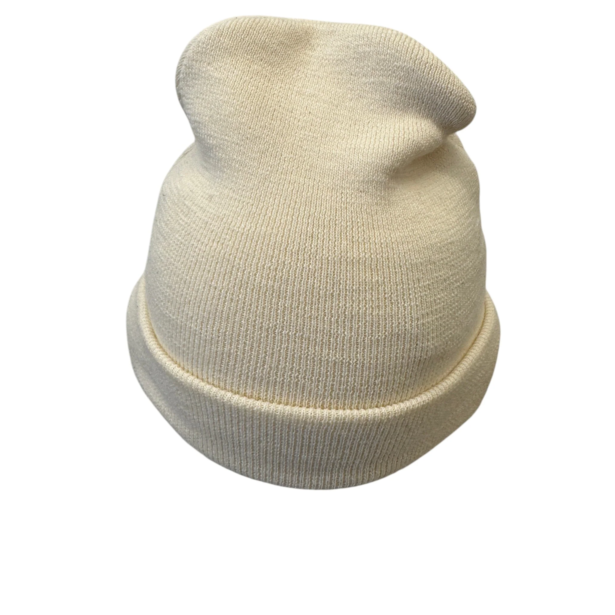 Men's Logo Embossed Beanie Hat Cream - Image 6