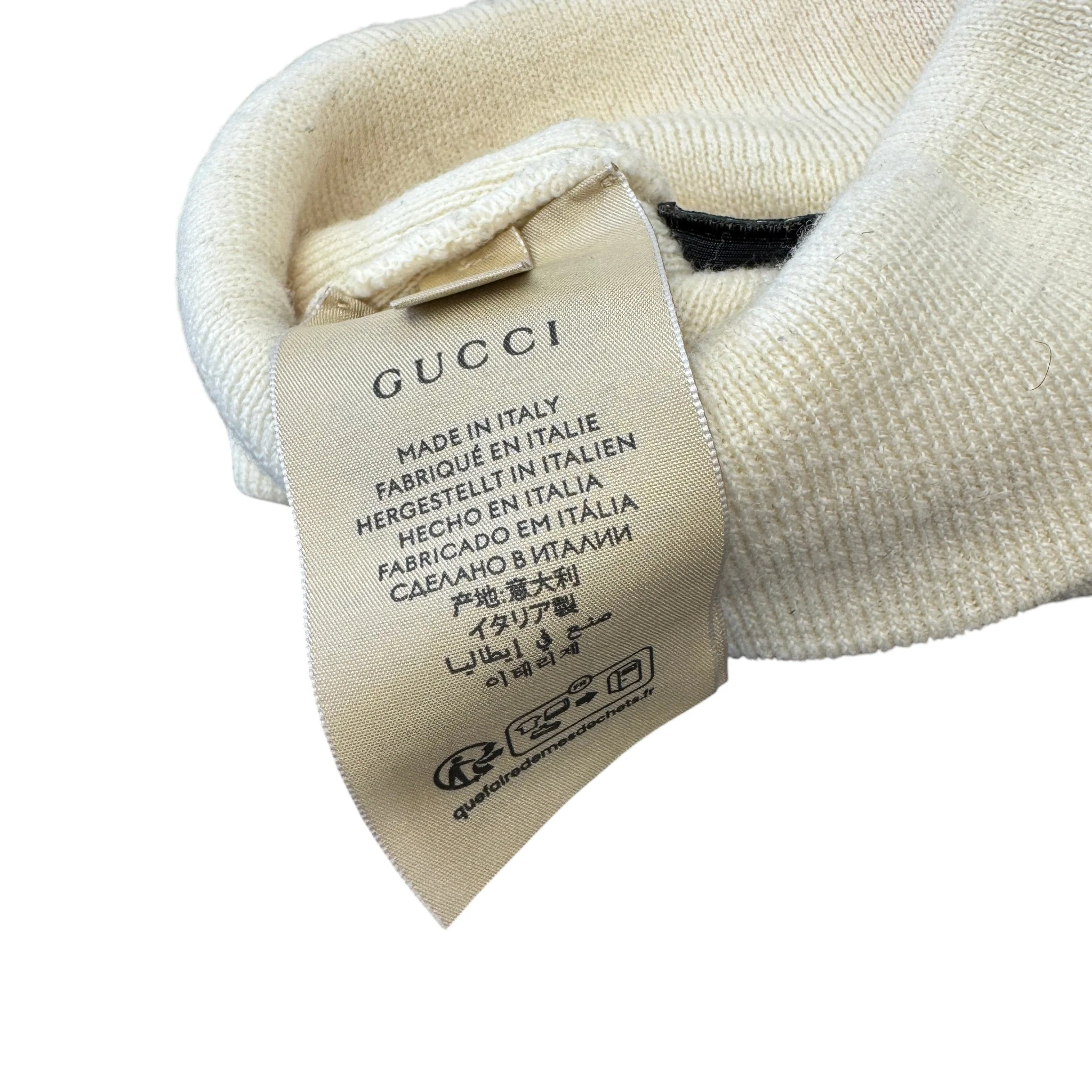 Men's Logo Embossed Beanie Hat Cream - Image 7