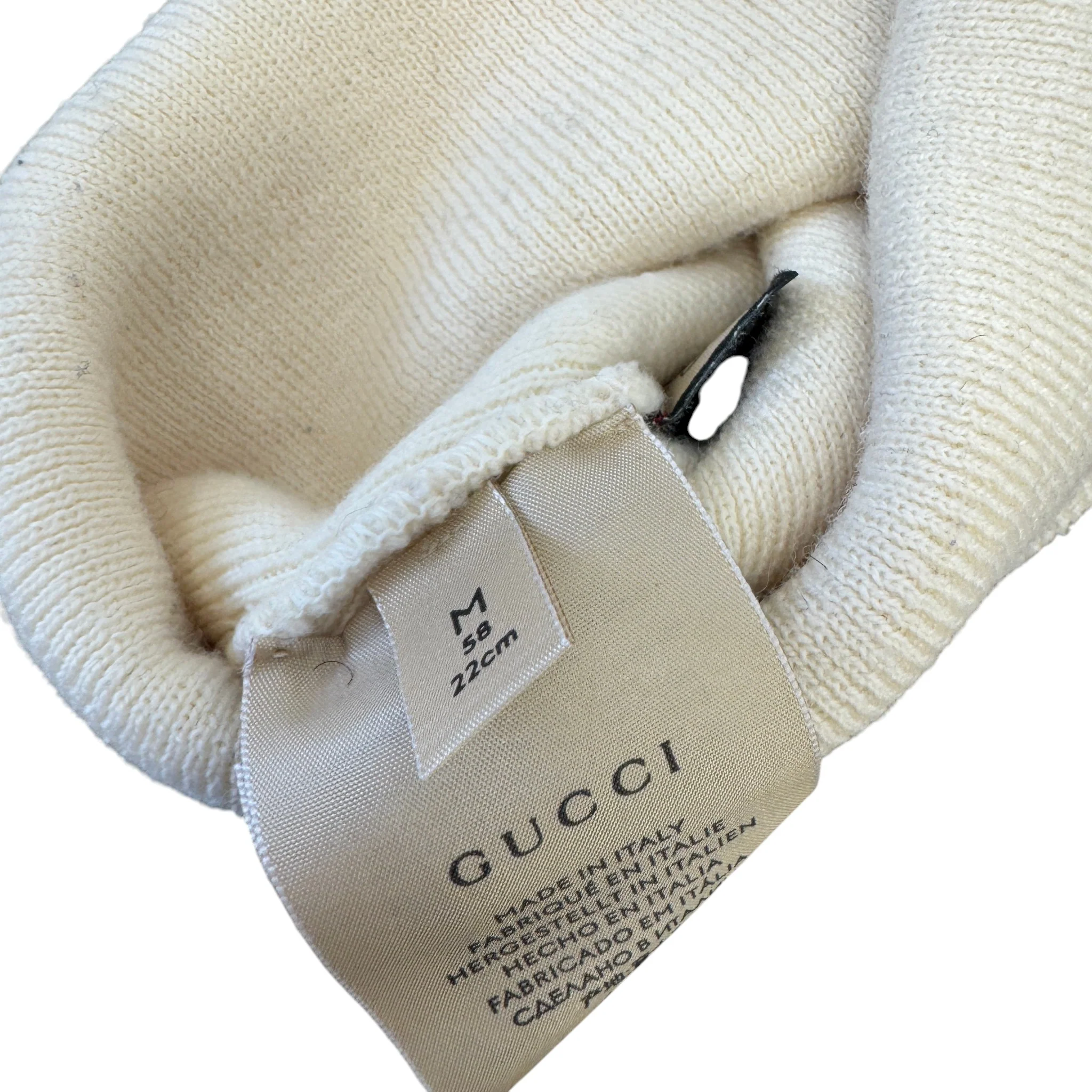 Men's Logo Embossed Beanie Hat Cream - Image 8