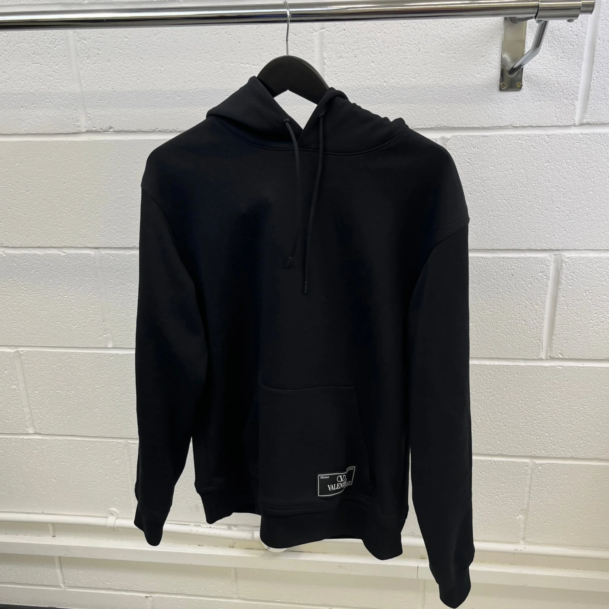 Men's Logo Patch Hoodie Black Size M - Image 8