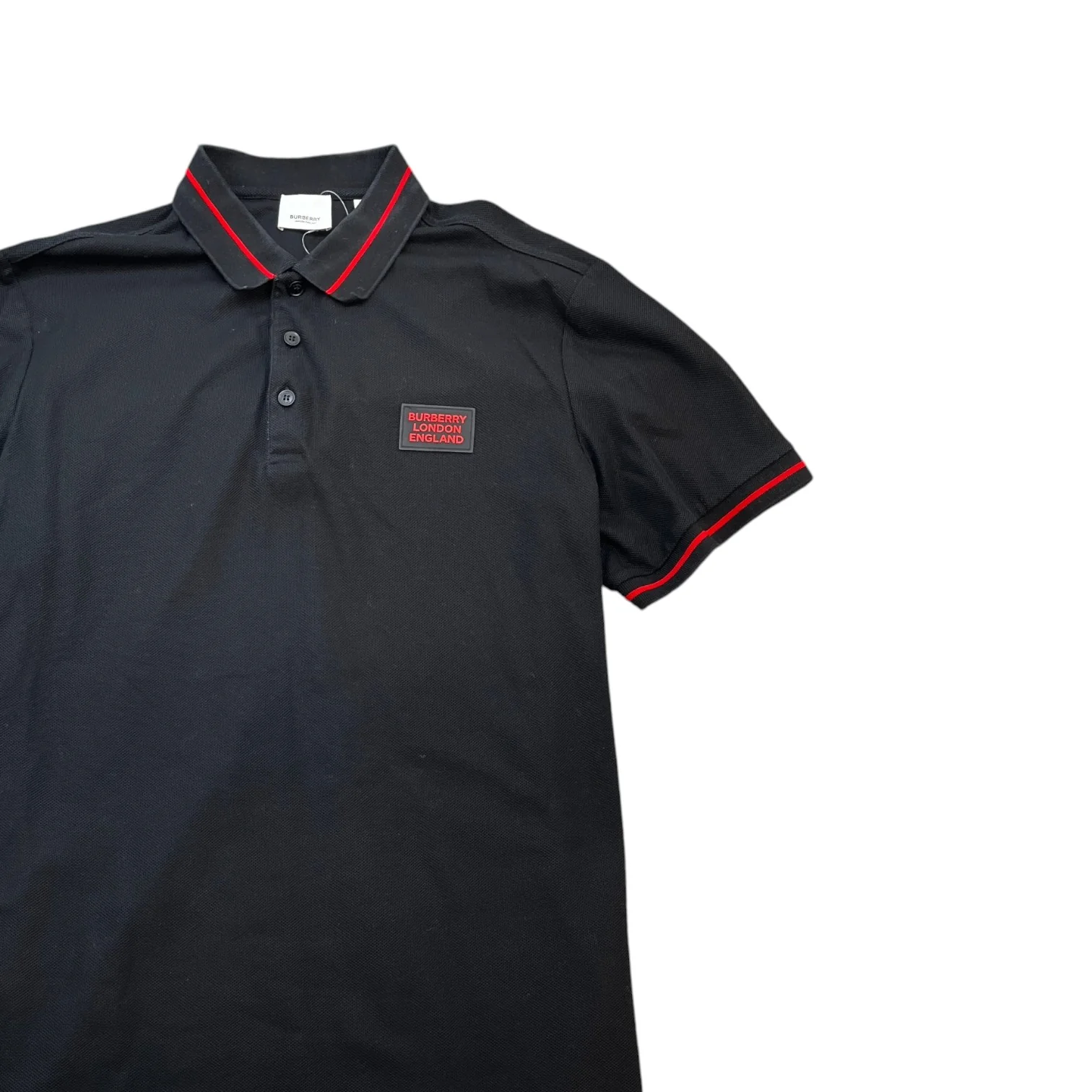 Men's Logo Patch Polo Shirt Black Size XL - Image 3
