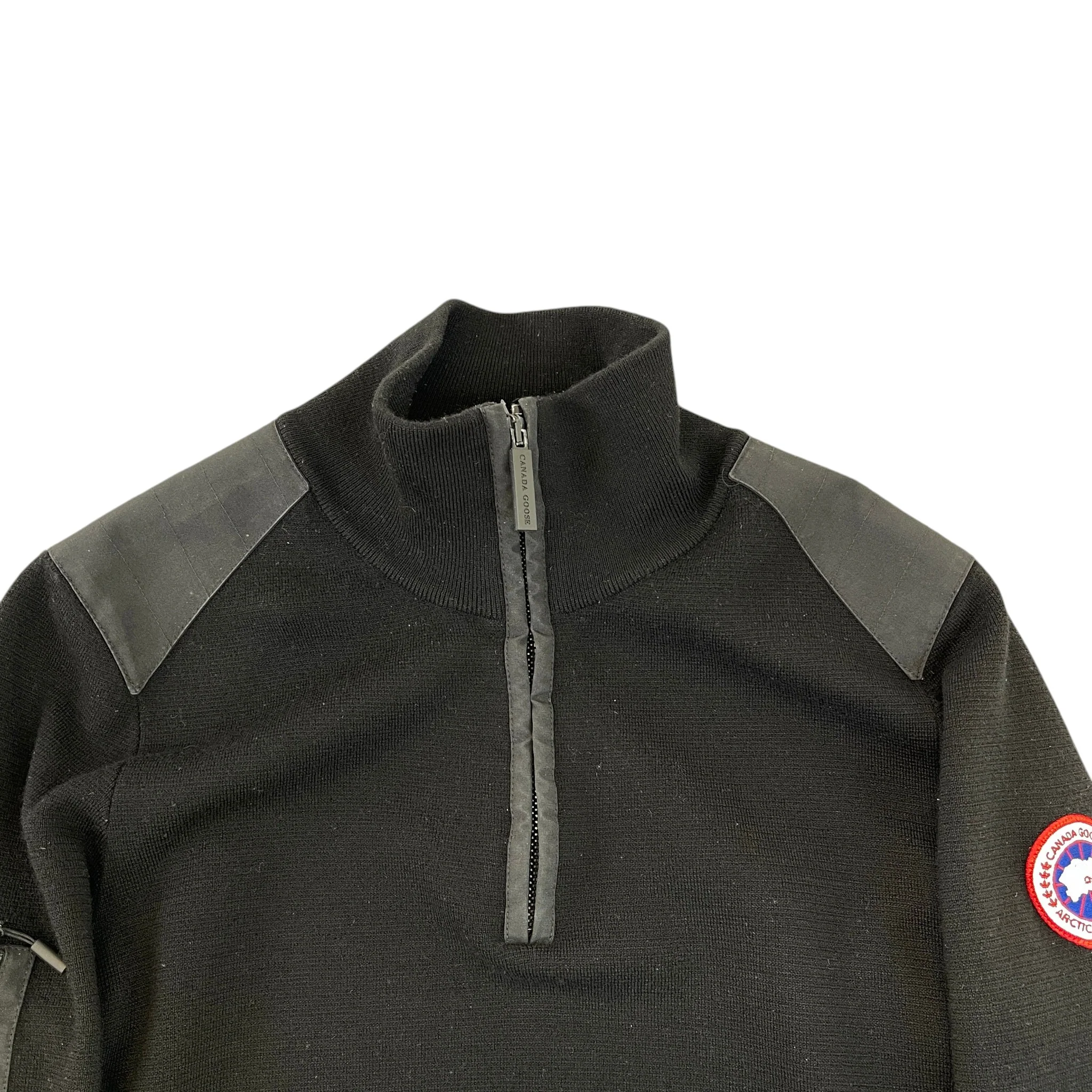 Men's Logo Patch Quarter Zip Jumper Black Size XL - Image 5