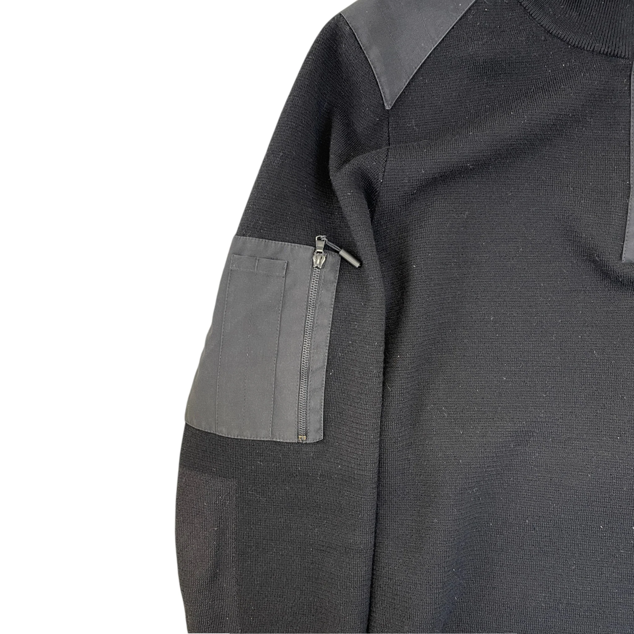 Men's Logo Patch Quarter Zip Jumper Black Size XL - Image 7
