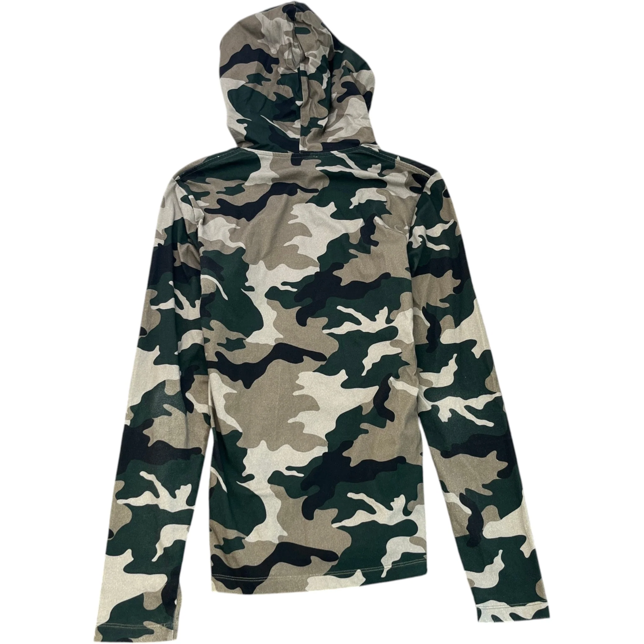 Men's Logo Print Camo Hoodie Khaki Size S - Image 2