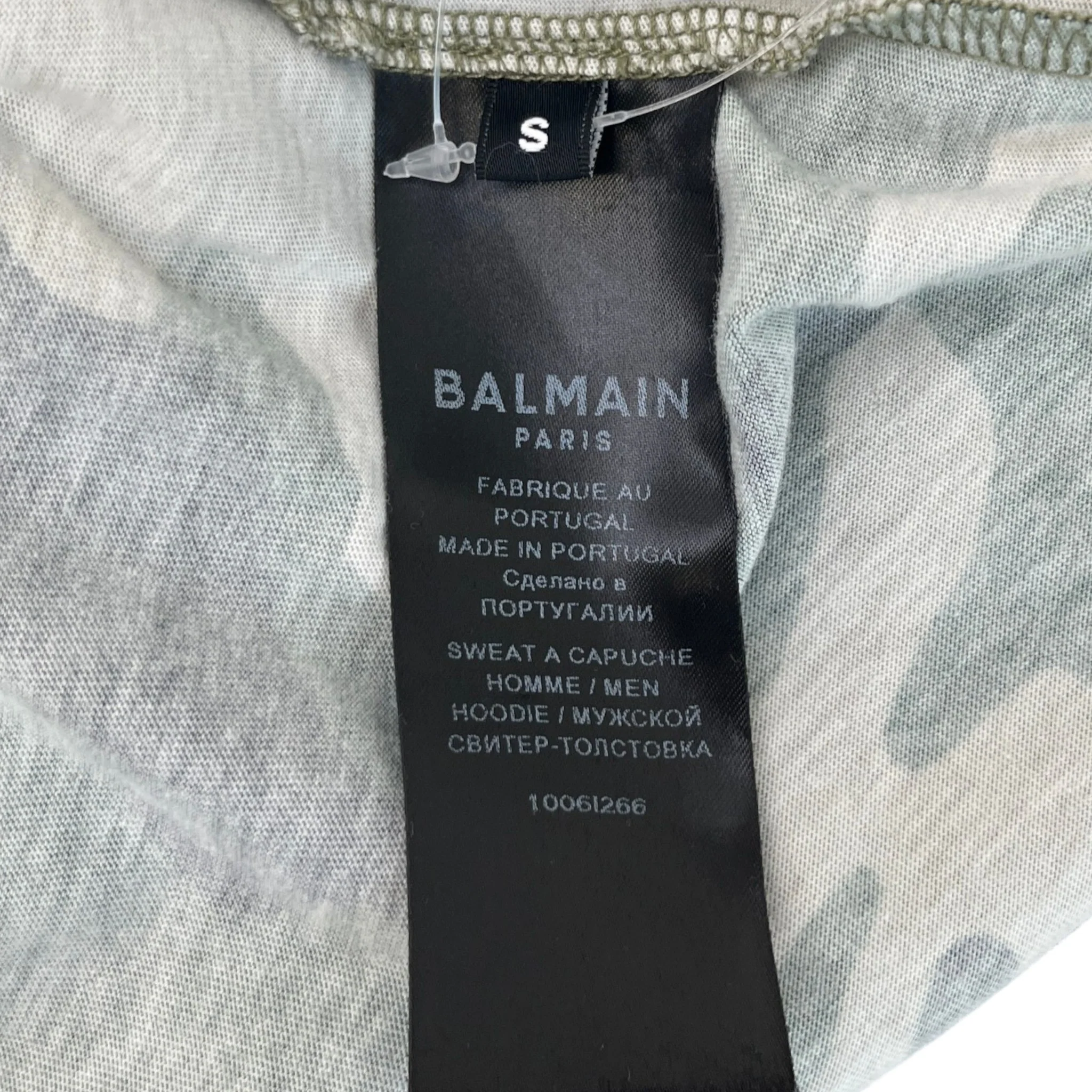 Men's Logo Print Camo Hoodie Khaki Size S - Image 6